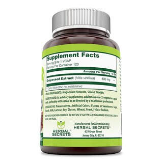 Foto 3 | Suplemento De Extracto De Semilla De Uva Herbal Secrets 400 Mg 120 Cápsulas - Venta Internacional.