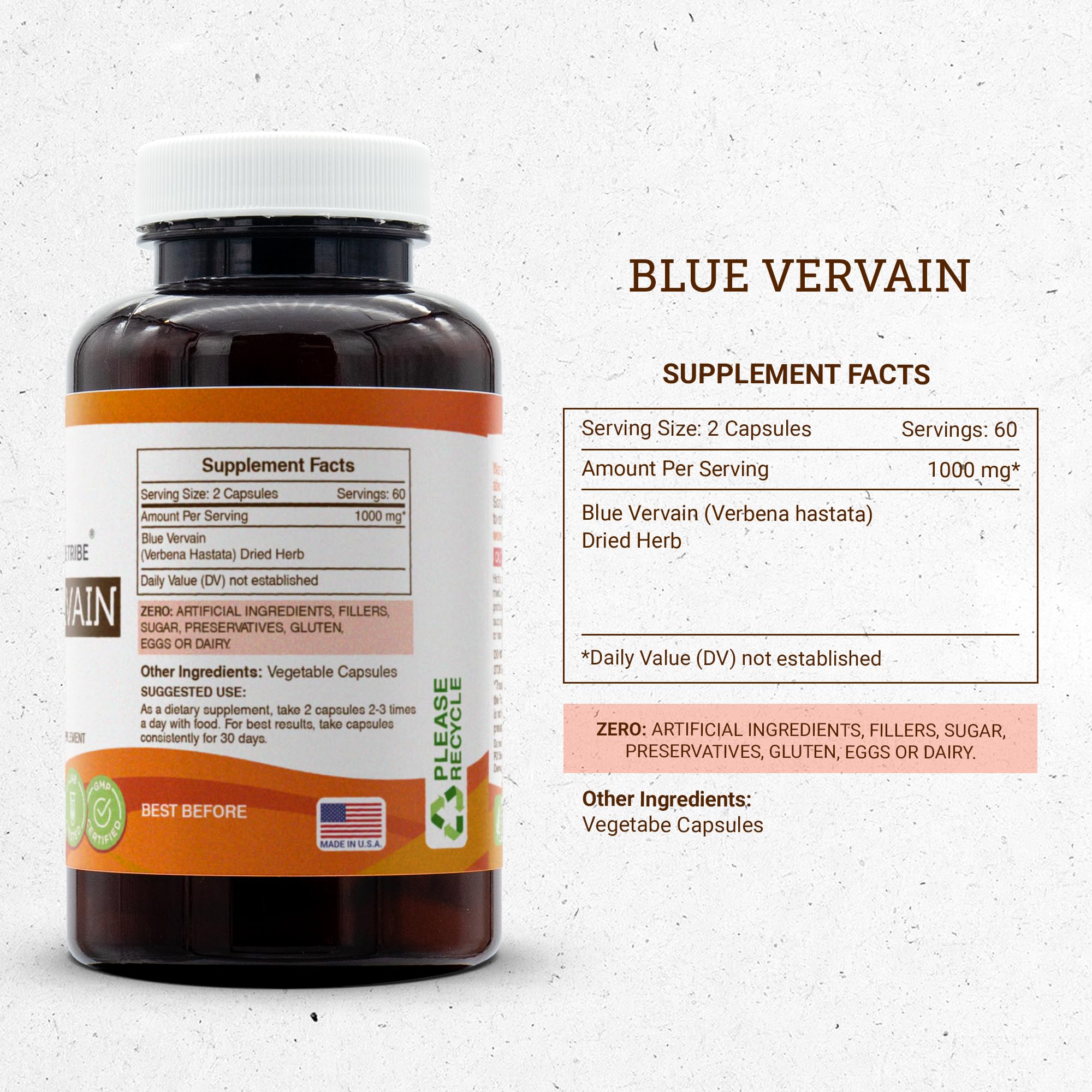 Foto 3 | Suplemento Secrets Of The Tribe Blue Vervain 120 Cápsulas - Venta Internacional.