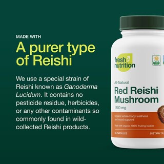 Foto 3 | Suplemento Fresh Nutrition, Hongo Reishi, 1500 Mg, 90 Cápsulas - Venta Internacional.