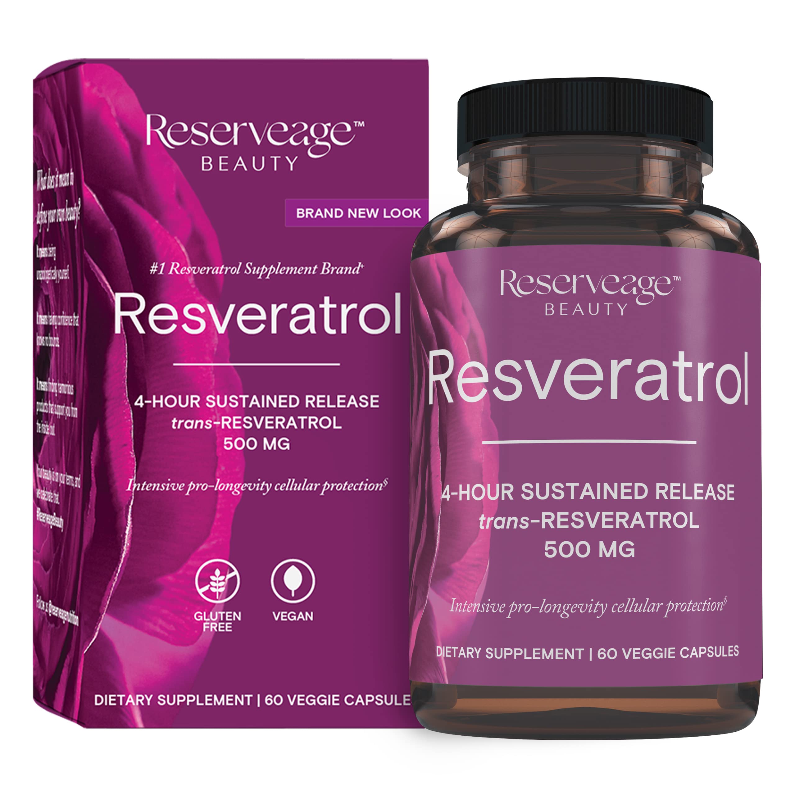 Foto 2 pulgar | Suplemento Reserveage Beauty Resveratrol 500 Mg 60 Cápsulas - Venta Internacional.