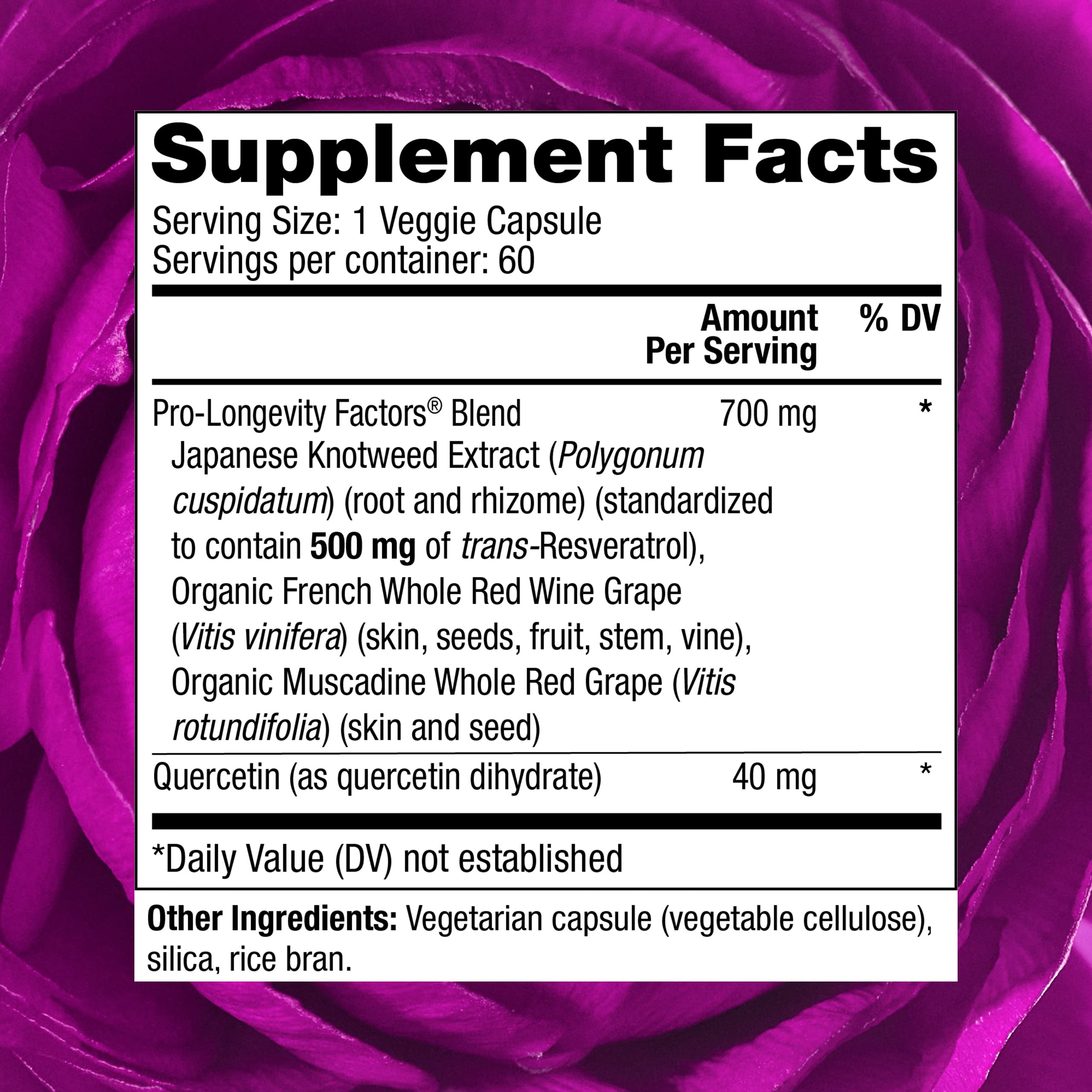 Foto 3 pulgar | Suplemento Reserveage Beauty Resveratrol 500 Mg 60 Cápsulas - Venta Internacional.