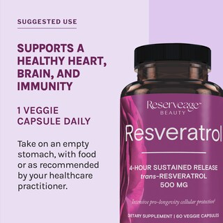 Foto 5 | Suplemento Reserveage Beauty Resveratrol 500 Mg 60 Cápsulas - Venta Internacional.