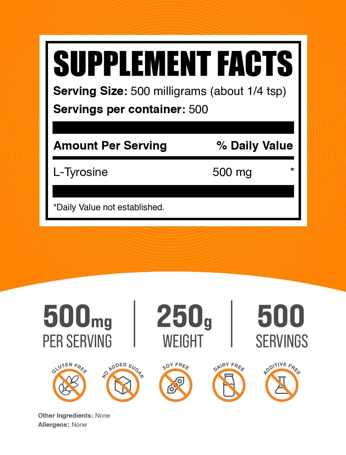 Foto 3 pulgar | Suplemento Bulksupplements.com L-tirosina En Polvo 250 G - Venta Internacional.