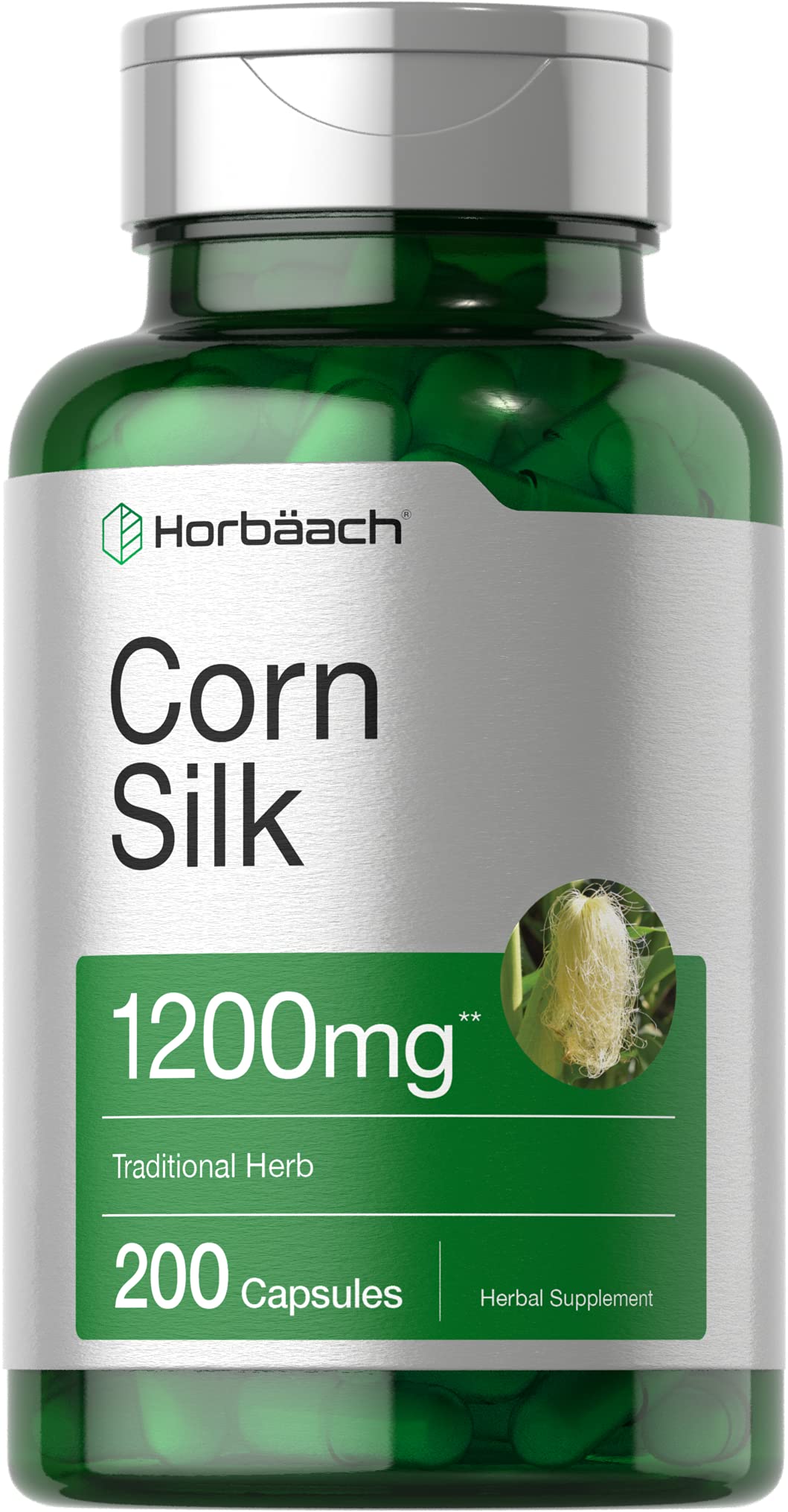 Foto 2 pulgar | Suplemento Horbäach Corn Silk Cápsulas de 1200 Mg 200 Cápsulas - Venta Internacional