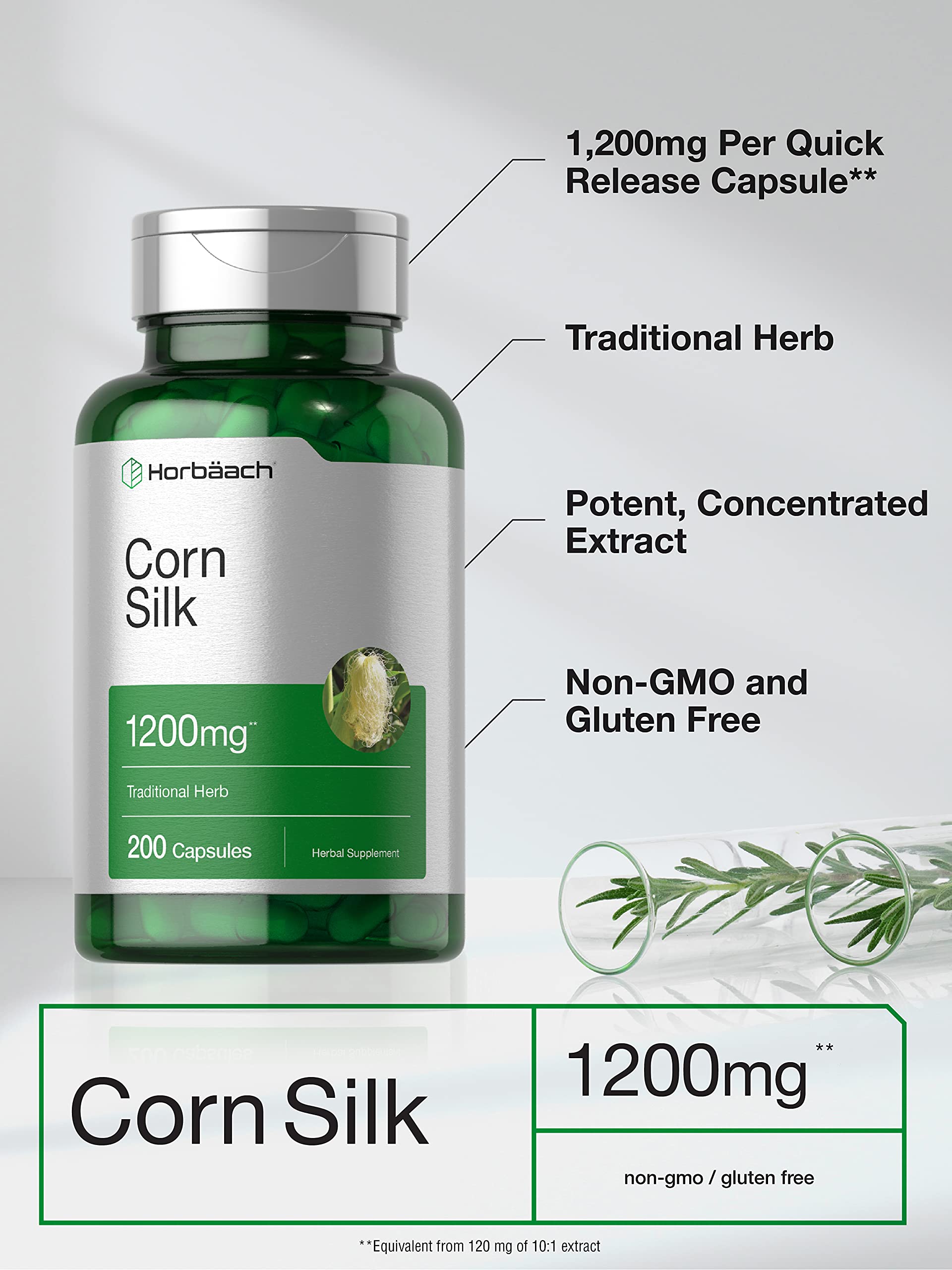 Foto 3 | Suplemento Horbäach Corn Silk Cápsulas de 1200 Mg 200 Cápsulas - Venta Internacional