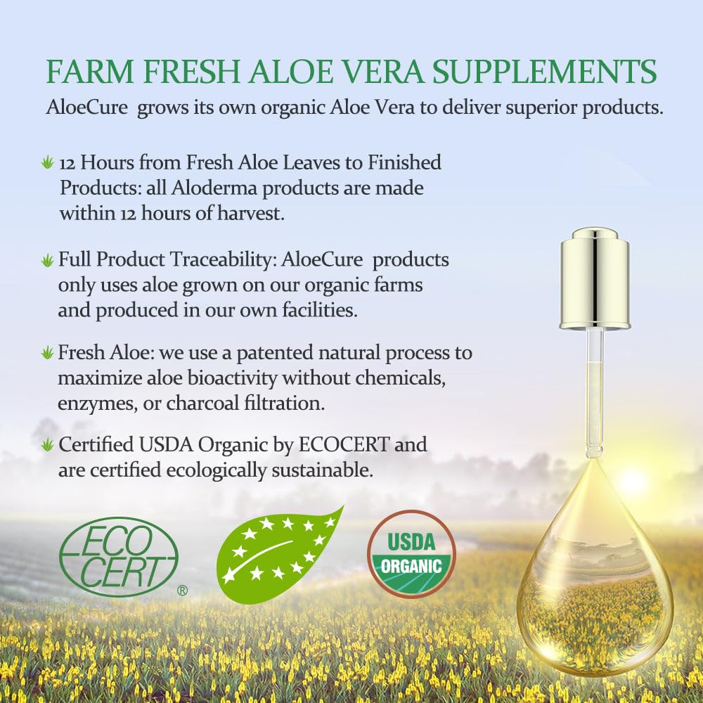 Foto 6 pulgar | Zumo De Aloe Vera Aloecure Usda Organic, Suplemento Digestivo De 500 Ml - Venta Internacional.