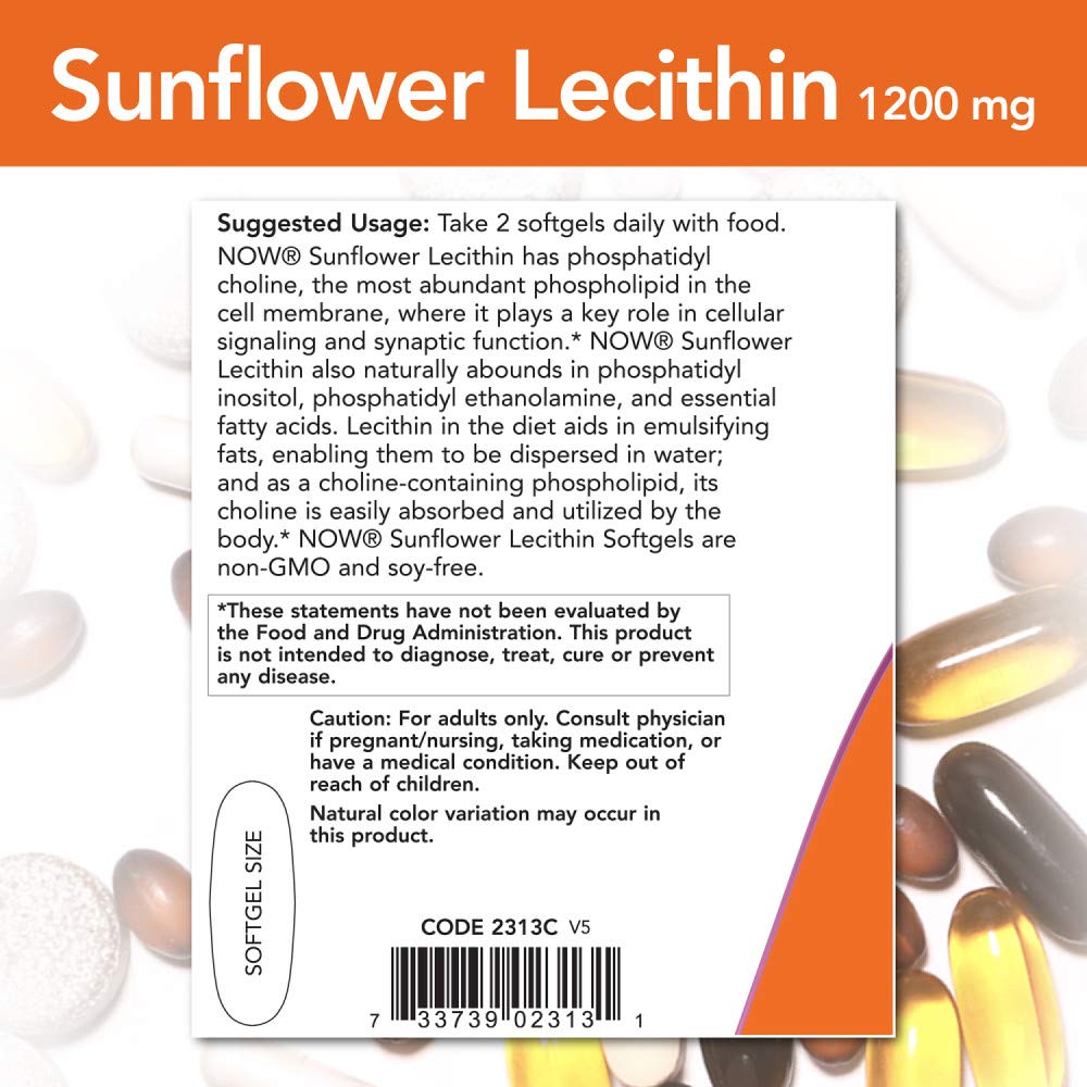 Foto 3 | Suplemento Now Foods, Lecitina De Girasol, 1200 Mg, 200 Cápsulas Blandas - Venta Internacional.