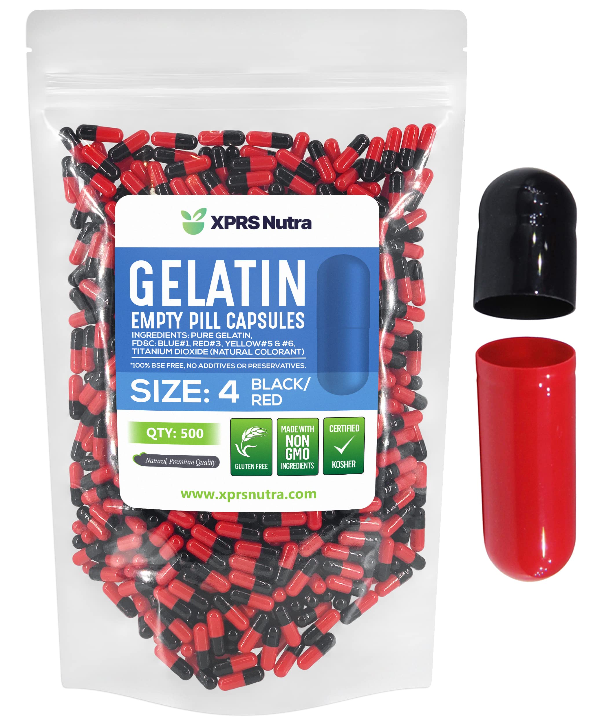 Cápsulas De Gelatina Vacías Xprs Nutra, Tamaño 4, 500 Unidades - Venta Internacional.