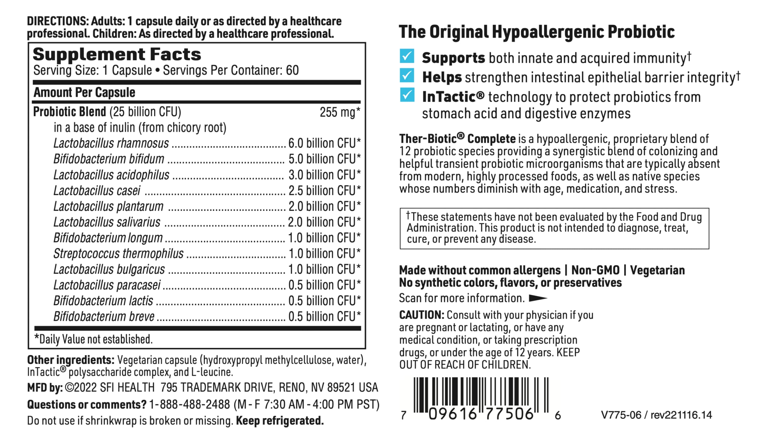 Foto 5 pulgar | Suplemento Probiótico Klaire Labs Ther-biotic Complete 25b Cfu - Venta Internacional.