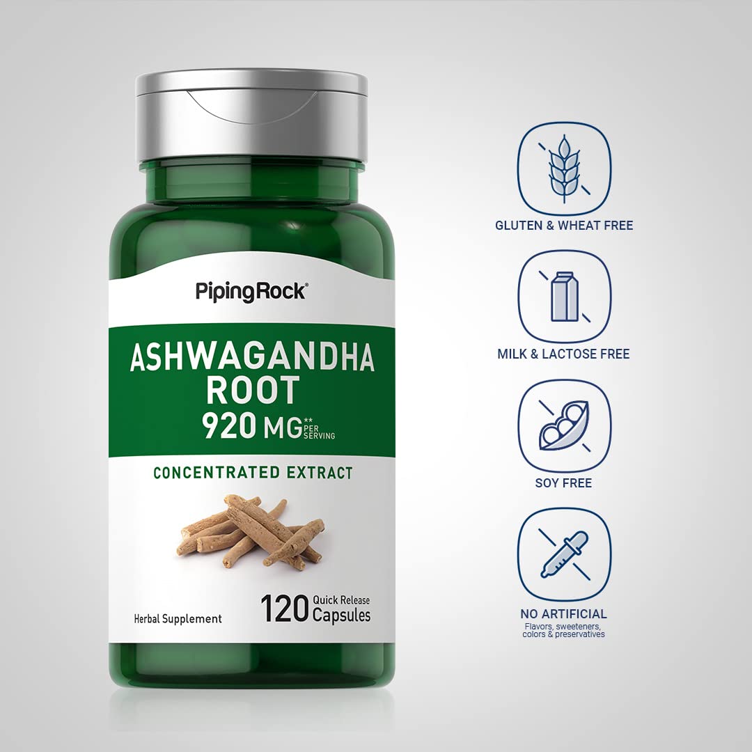 Foto 4 pulgar | Suplemento Piping Rock Ashwagandha 920 Mg 120 Cápsulas - Venta Internacional.