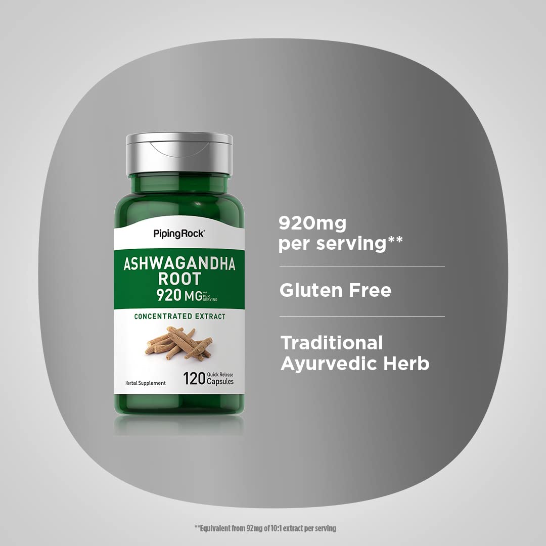 Foto 5 pulgar | Suplemento Piping Rock Ashwagandha 920 Mg 120 Cápsulas - Venta Internacional.