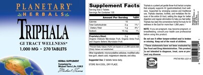 Foto 4 | Suplemento Planetary Herbals Triphala 1000 Mg - 270 Comprimidos - Venta Internacional.