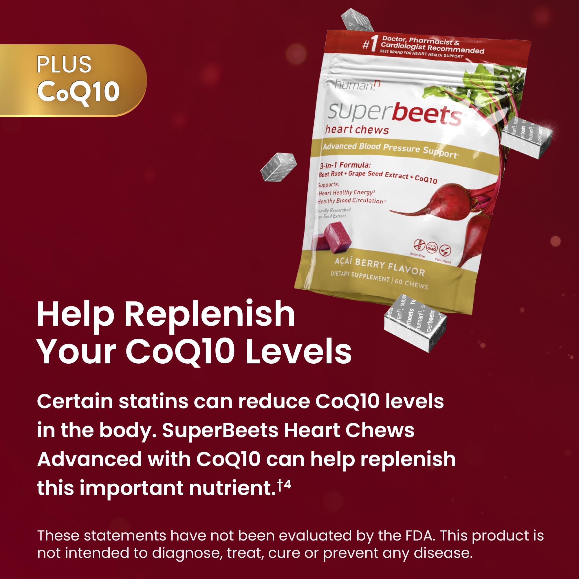 Foto 5 pulgar | Suplementos Humann Superbeets Heart Chews Advanced, 60 Unidades - Venta Internacional.