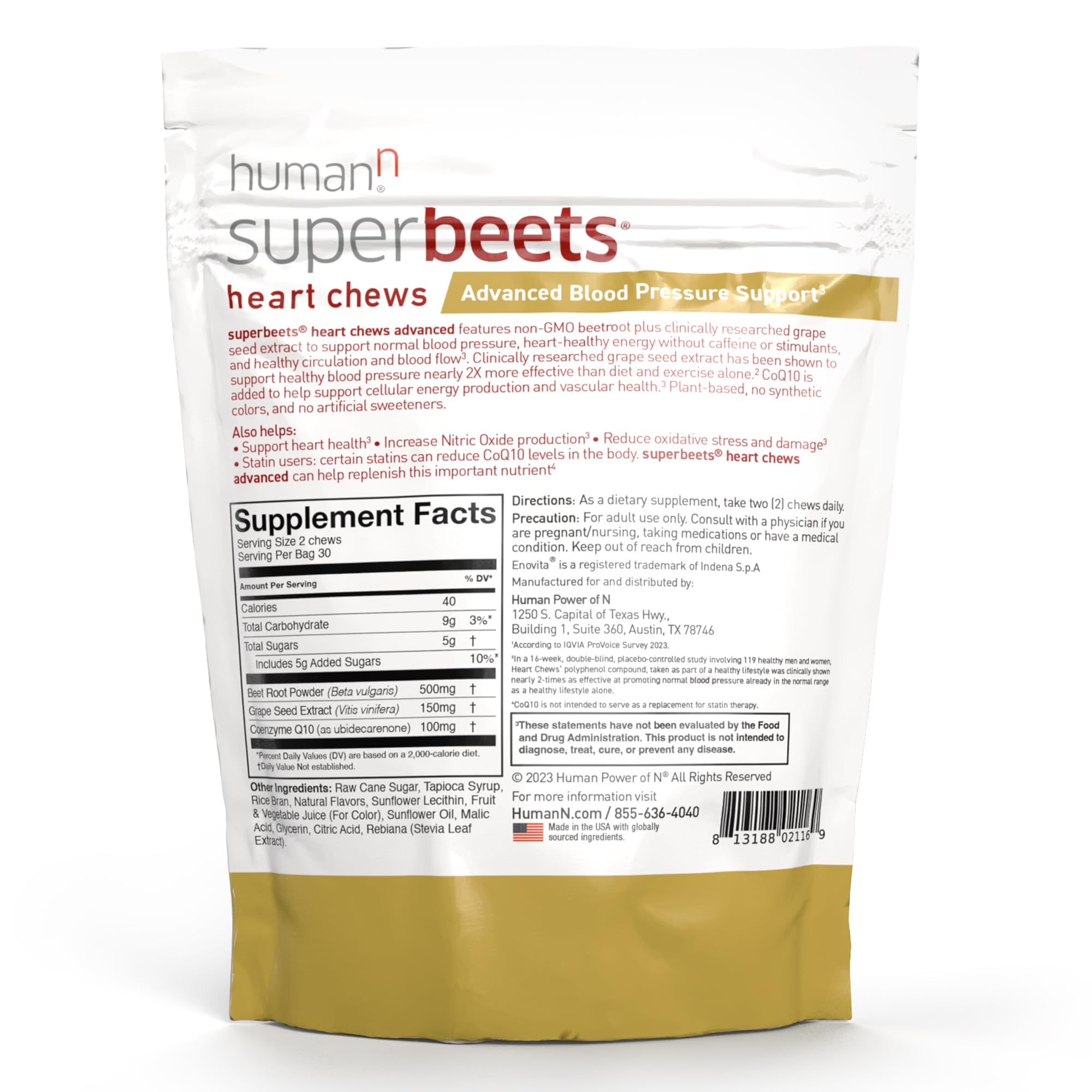 Foto 8 pulgar | Suplementos Humann Superbeets Heart Chews Advanced, 60 Unidades - Venta Internacional.