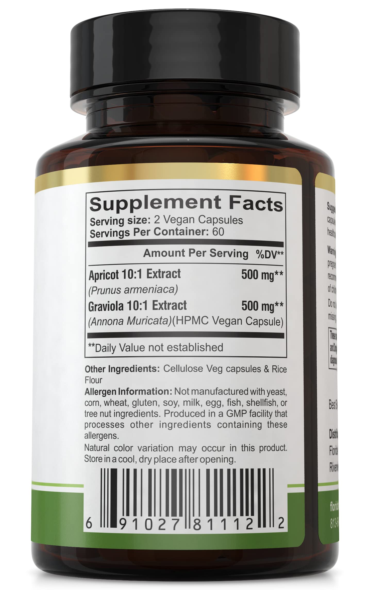 Foto 4 pulgar | Suplemento A Las Cápsulas De Albaricoque Y Graviola De Florida Herbal Pharmacy - Venta Internacional.