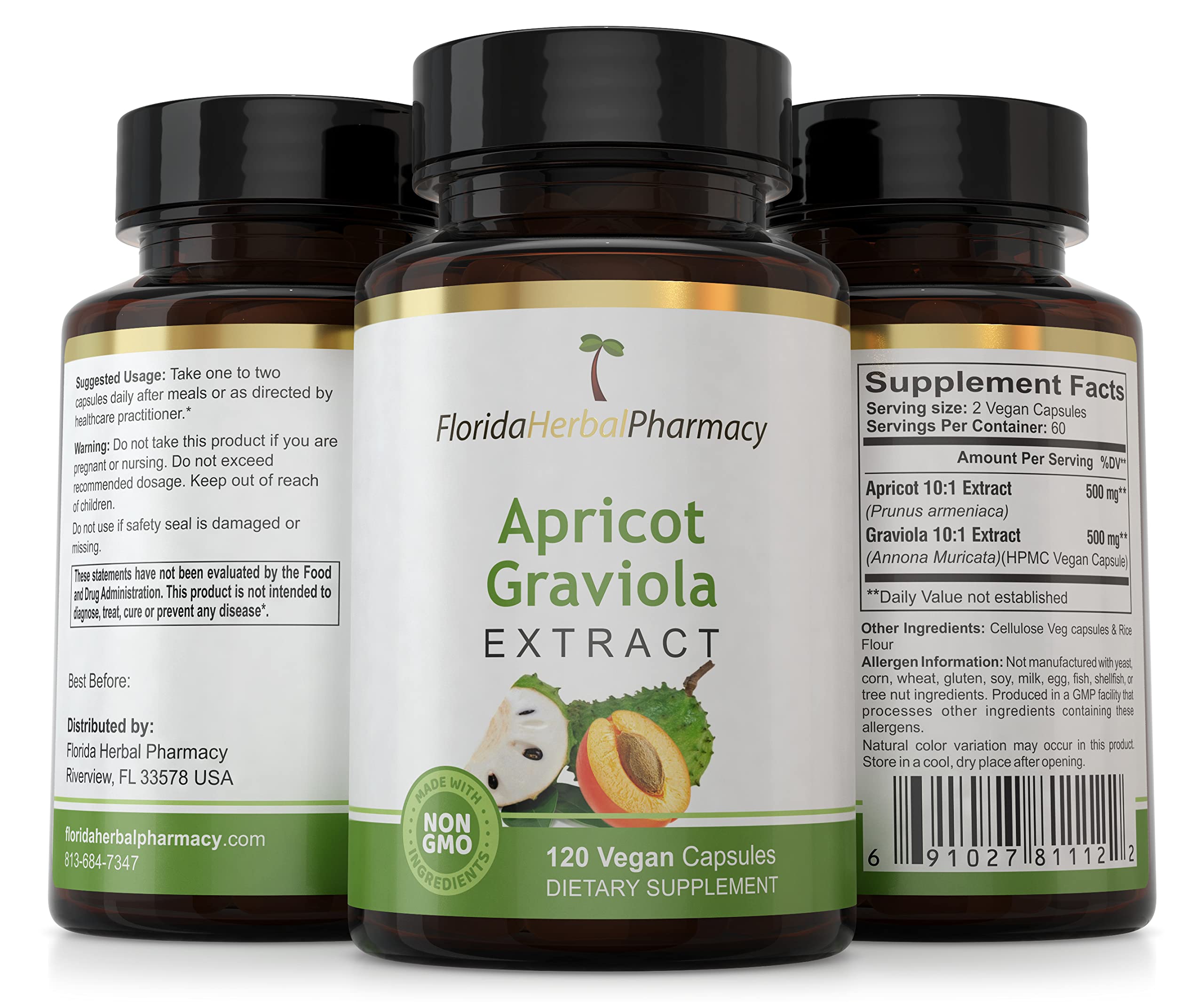 Foto 4 | Suplemento A Las Cápsulas De Albaricoque Y Graviola De Florida Herbal Pharmacy - Venta Internacional.