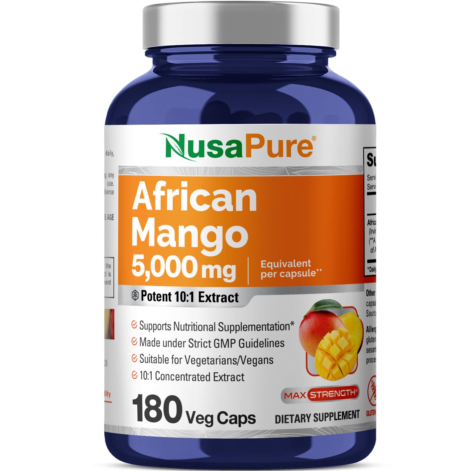 Foto 2 pulgar | Suplemento De Extracto De Mango Africano Nusapure 5000 Mg 180 Cápsulas - Venta Internacional.