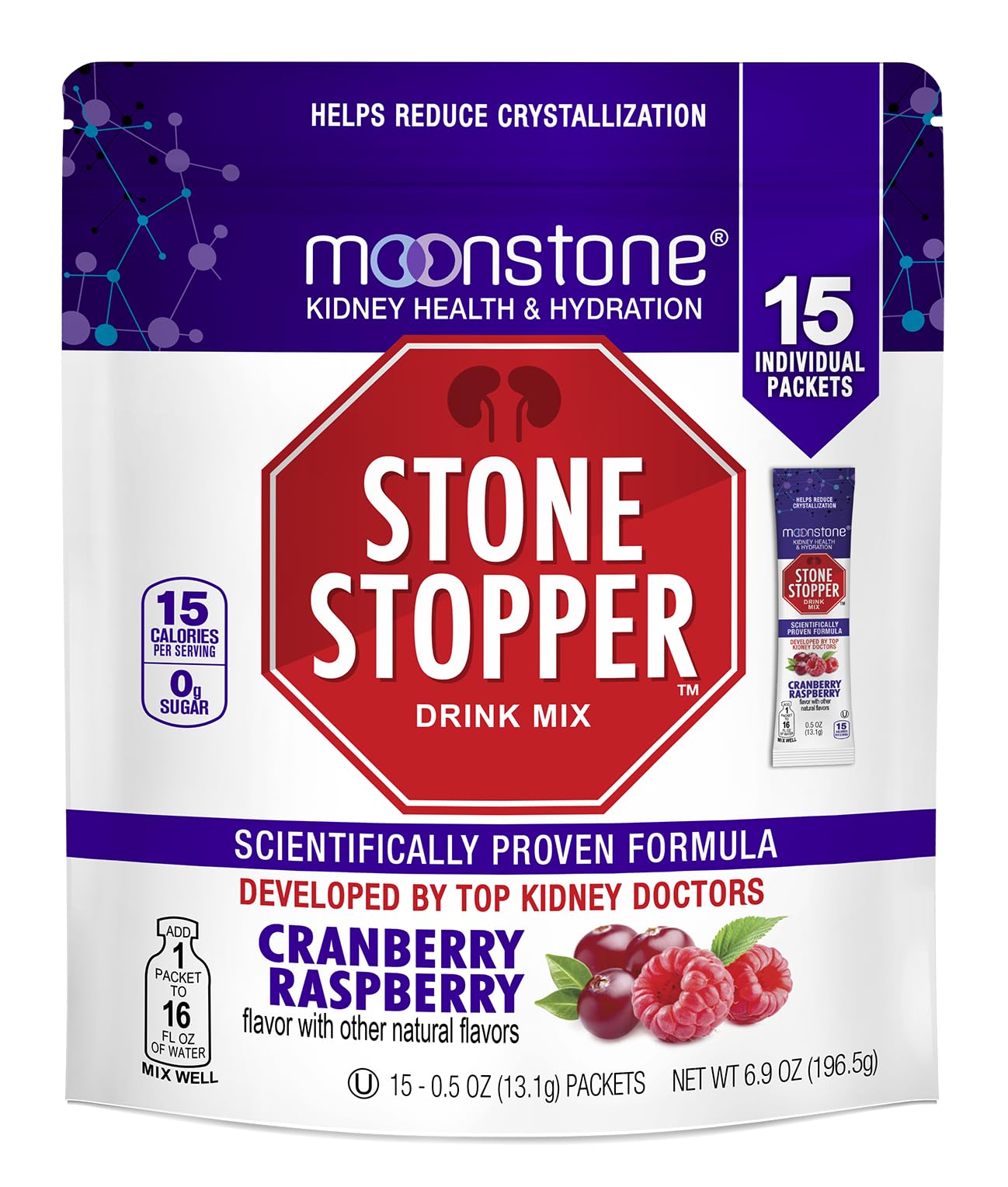 Foto 1 | Drink Mix Moonstone Kidney Stone Stopper, Arándano Y Frambuesa - Venta Internacional.