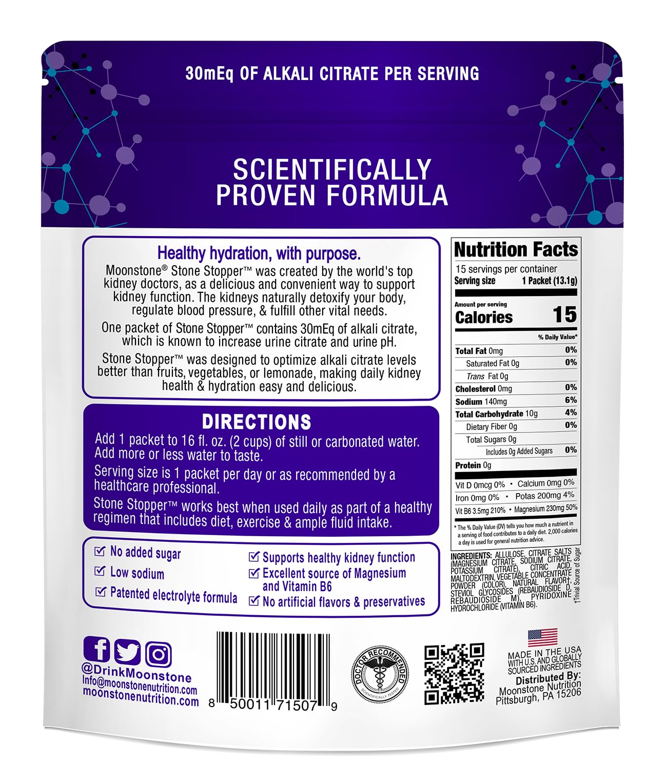 Foto 4 pulgar | Drink Mix Moonstone Kidney Stone Stopper, Arándano Y Frambuesa - Venta Internacional.