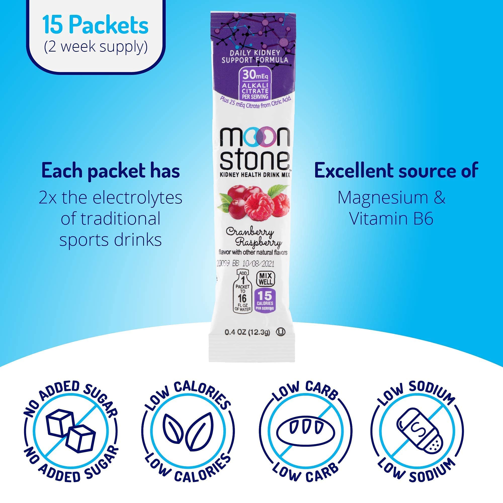 Foto 6 | Drink Mix Moonstone Kidney Stone Stopper, Arándano Y Frambuesa - Venta Internacional.