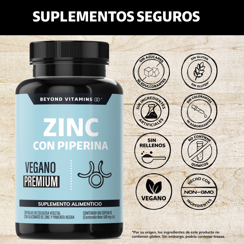 Foto 3 pulgar | Suplemento Alimenticio Beyond Vitamins Zinc 20mg (gluconato De Zinc) Potenciado Con Piperina Estandarizada Al 95%