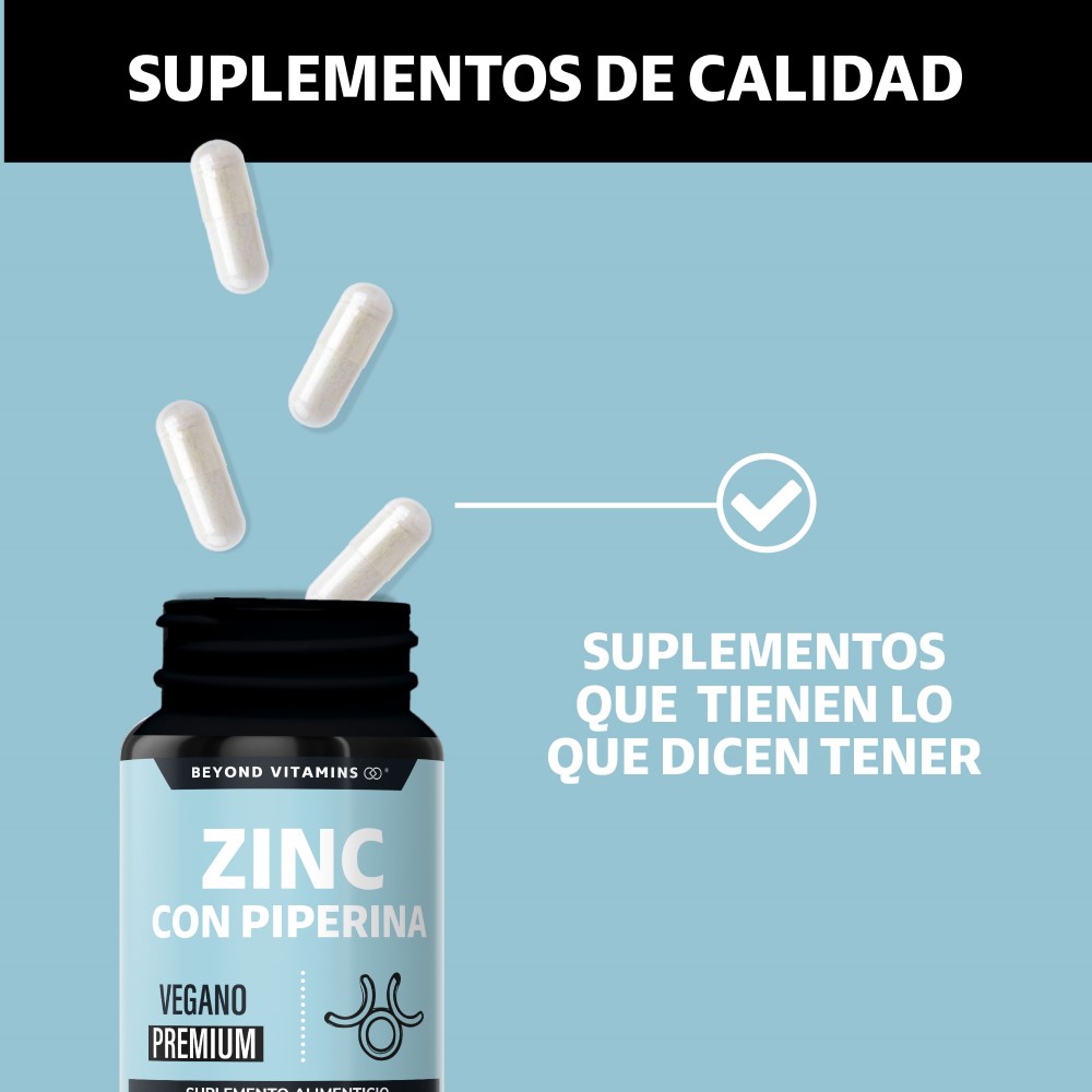 Foto 5 pulgar | Suplemento Alimenticio Beyond Vitamins Zinc 20mg (gluconato De Zinc) Potenciado Con Piperina Estandarizada Al 95%