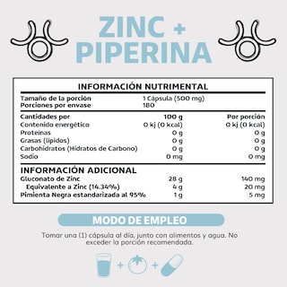Foto 6 | Suplemento Alimenticio Beyond Vitamins Zinc 20mg (gluconato De Zinc) Potenciado Con Piperina Estandarizada Al 95%