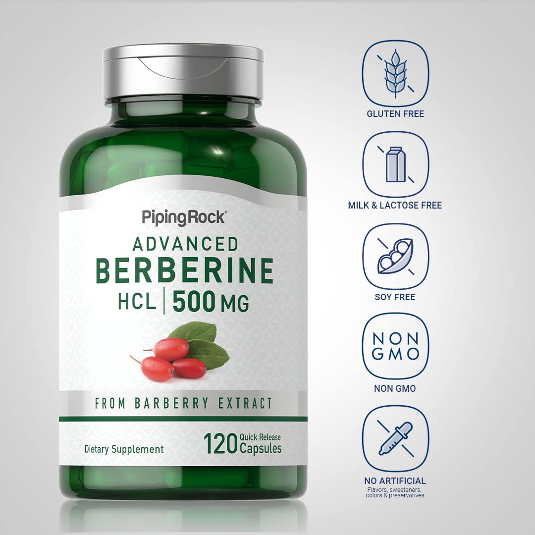 Foto 4 pulgar | Suplemento Piping Rock Berberine Hcl 500 Mg 120 Cápsulas - Venta Internacional.