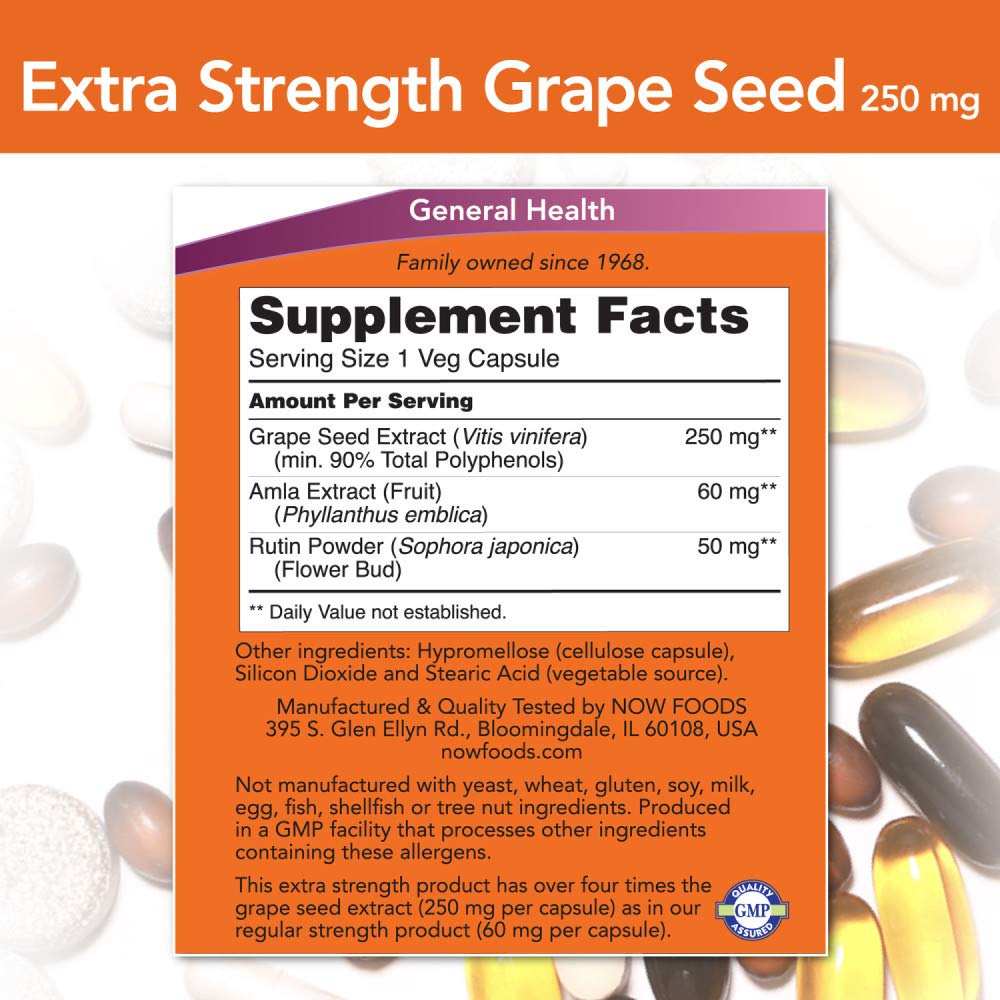 Foto 3 pulgar | Suplementos Now Foods Extracto De Semilla De Uva, 250 Mg, 90 Cápsulas Vegetales - Venta Internacional.