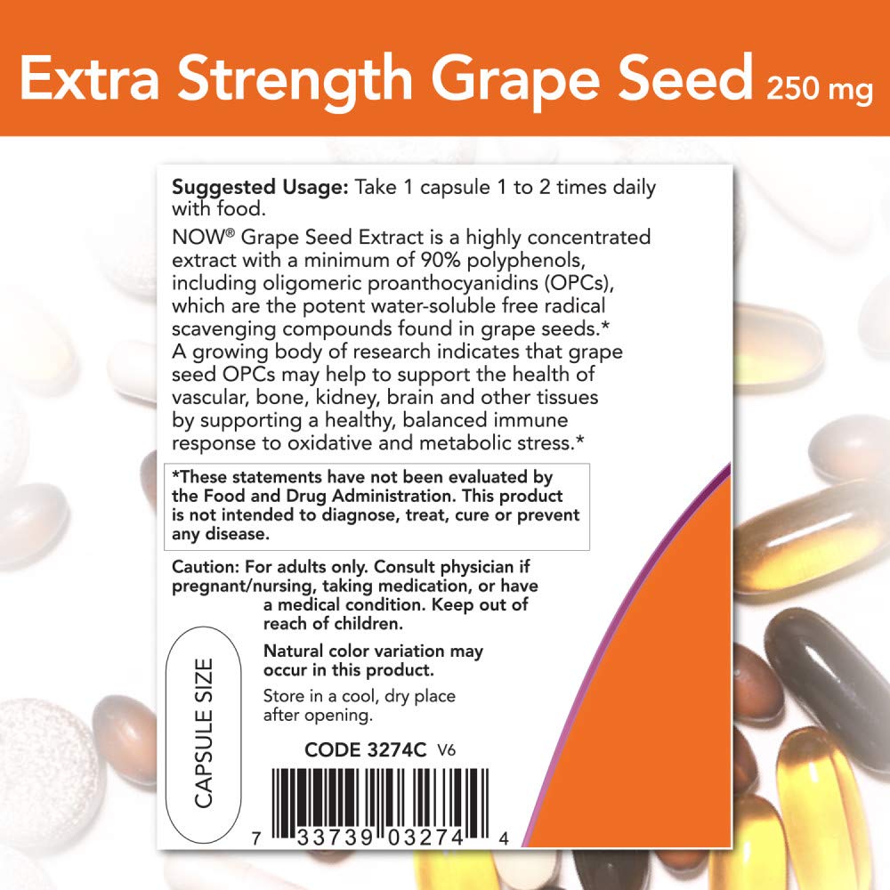 Foto 4 pulgar | Suplementos Now Foods Extracto De Semilla De Uva, 250 Mg, 90 Cápsulas Vegetales - Venta Internacional.