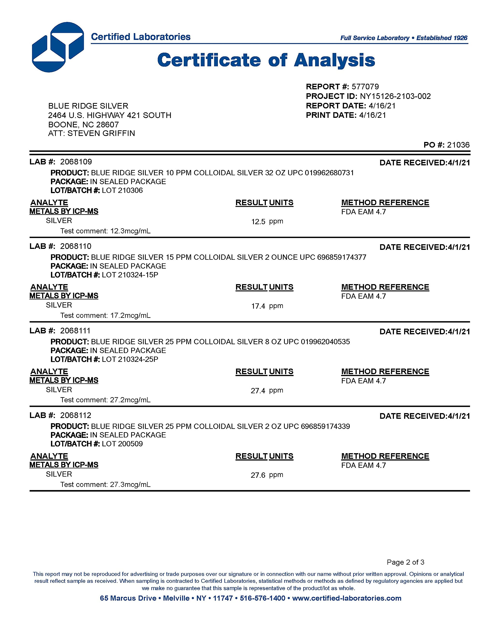 Foto 7 pulgar | Suplemento De Plata Coloidal Blue Ridge Silver, 10 Ppm, 946 Ml - Venta Internacional.
