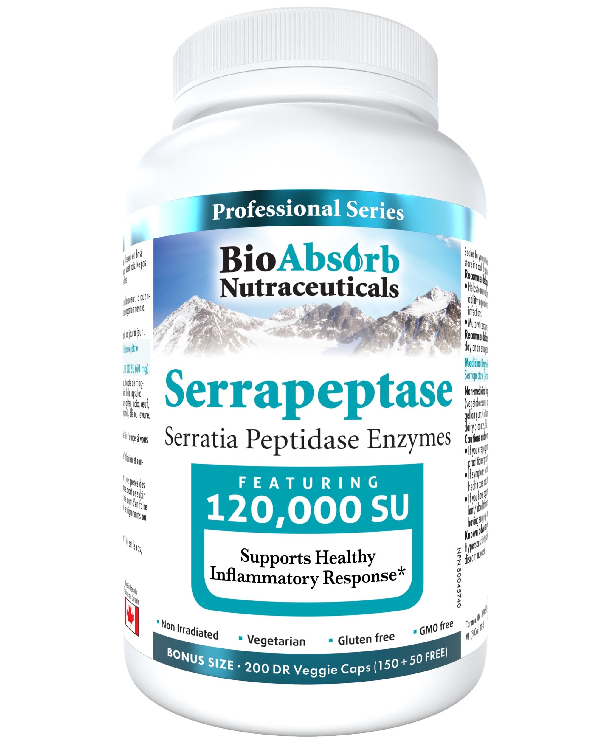 Foto 2 pulgar | Suplemento Bio Absorb De La Enzima Serrapeptasa 120.000 Spu Durante 200 Días - Venta Internacional.