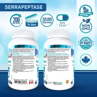 Foto 2 | Suplemento Bio Absorb De La Enzima Serrapeptasa 120.000 Spu Durante 200 Días - Venta Internacional.