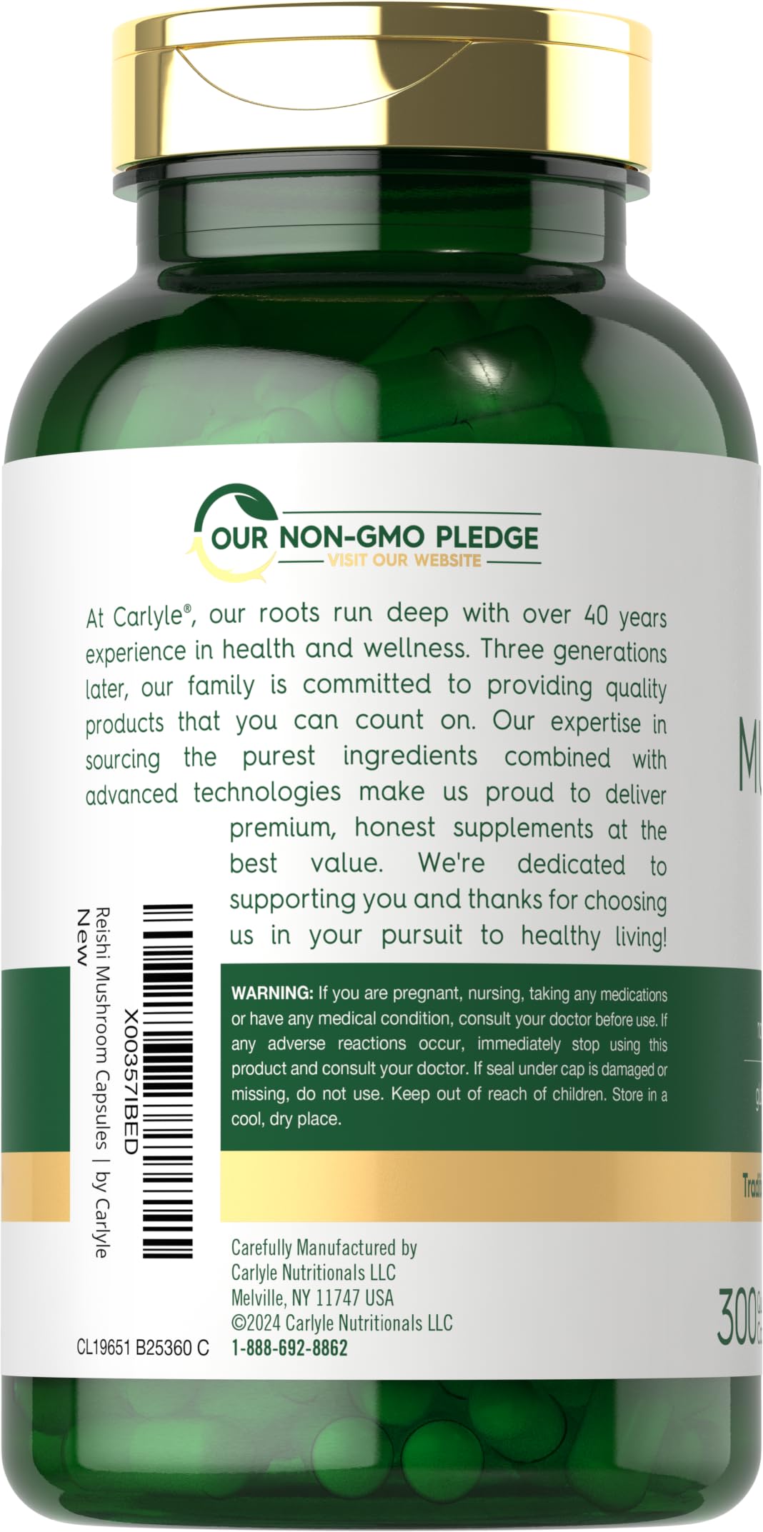 Foto 3 | Suplemento De Extracto De Hongo Carlyle Reishi 5000 Mg 300 Cápsulas - Venta Internacional.