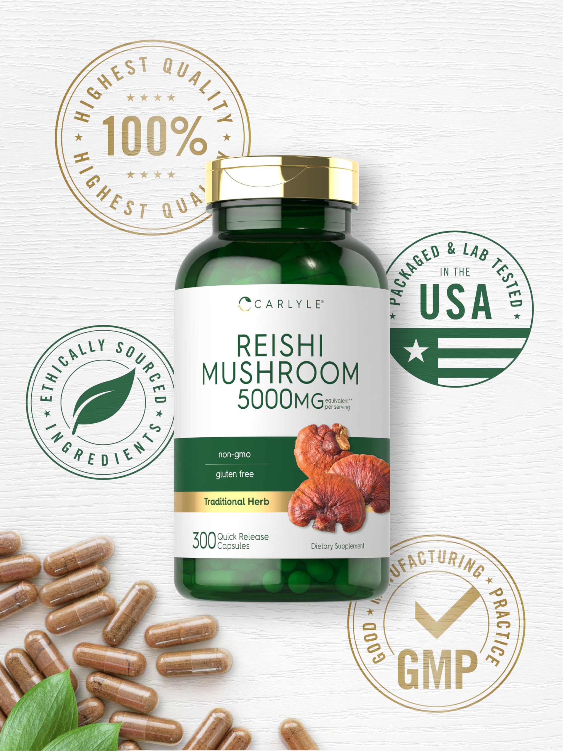 Foto 7 pulgar | Suplemento De Extracto De Hongo Carlyle Reishi 5000 Mg 300 Cápsulas - Venta Internacional.