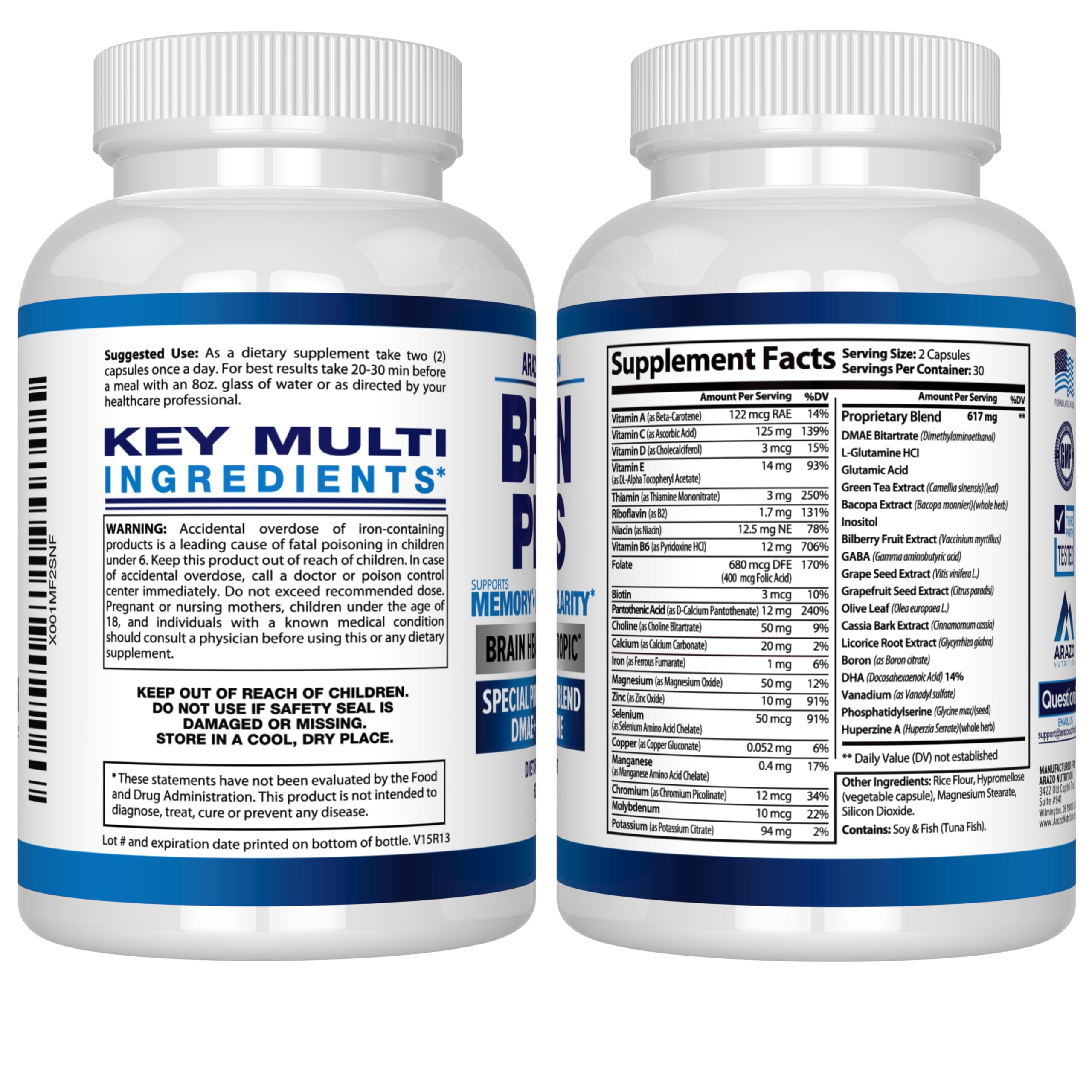 Foto 4 pulgar | Suplemento Arazo Nutrition Premium Brain Function Memory Foc - Venta Internacional.