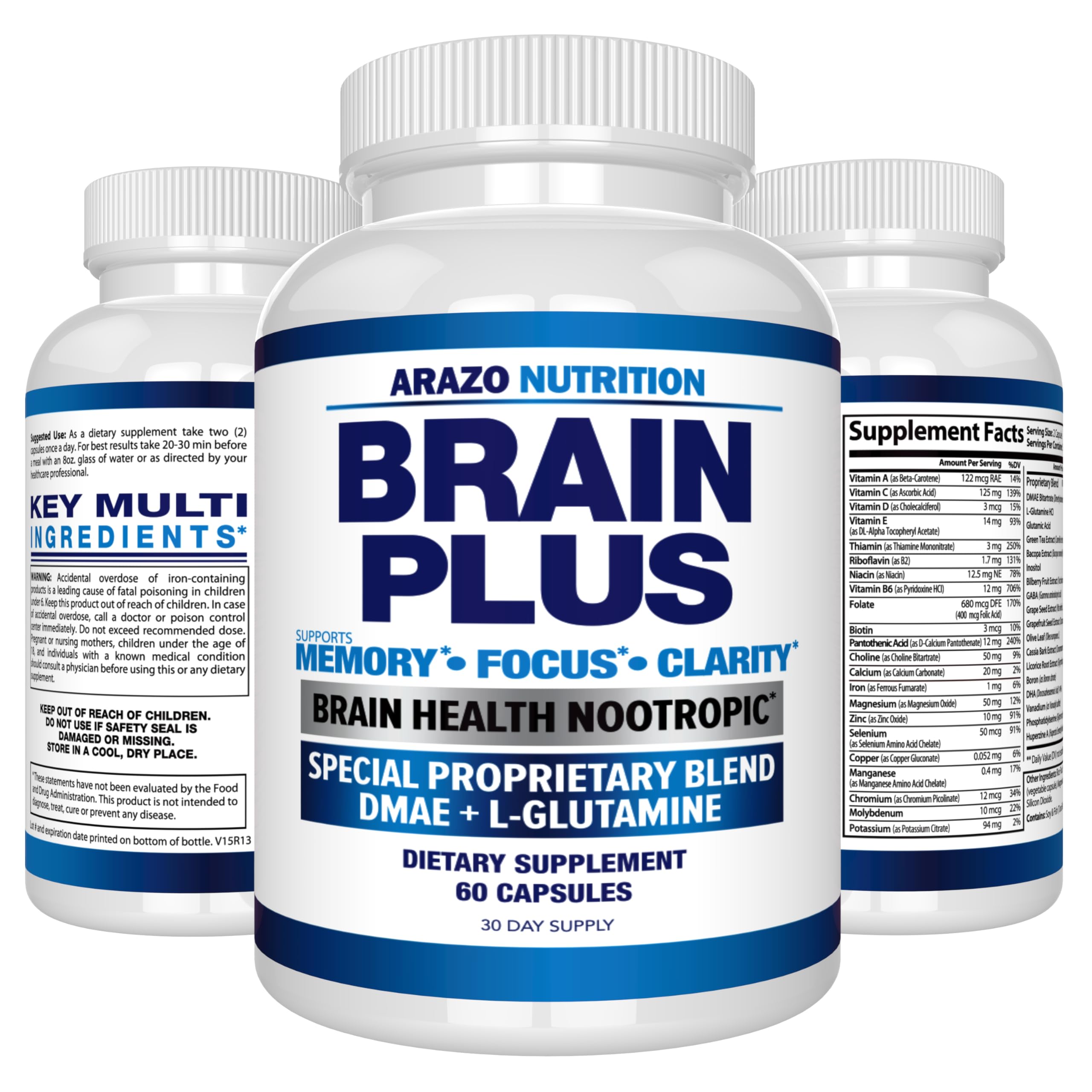 Foto 8 pulgar | Suplemento Arazo Nutrition Premium Brain Function Memory Foc - Venta Internacional.