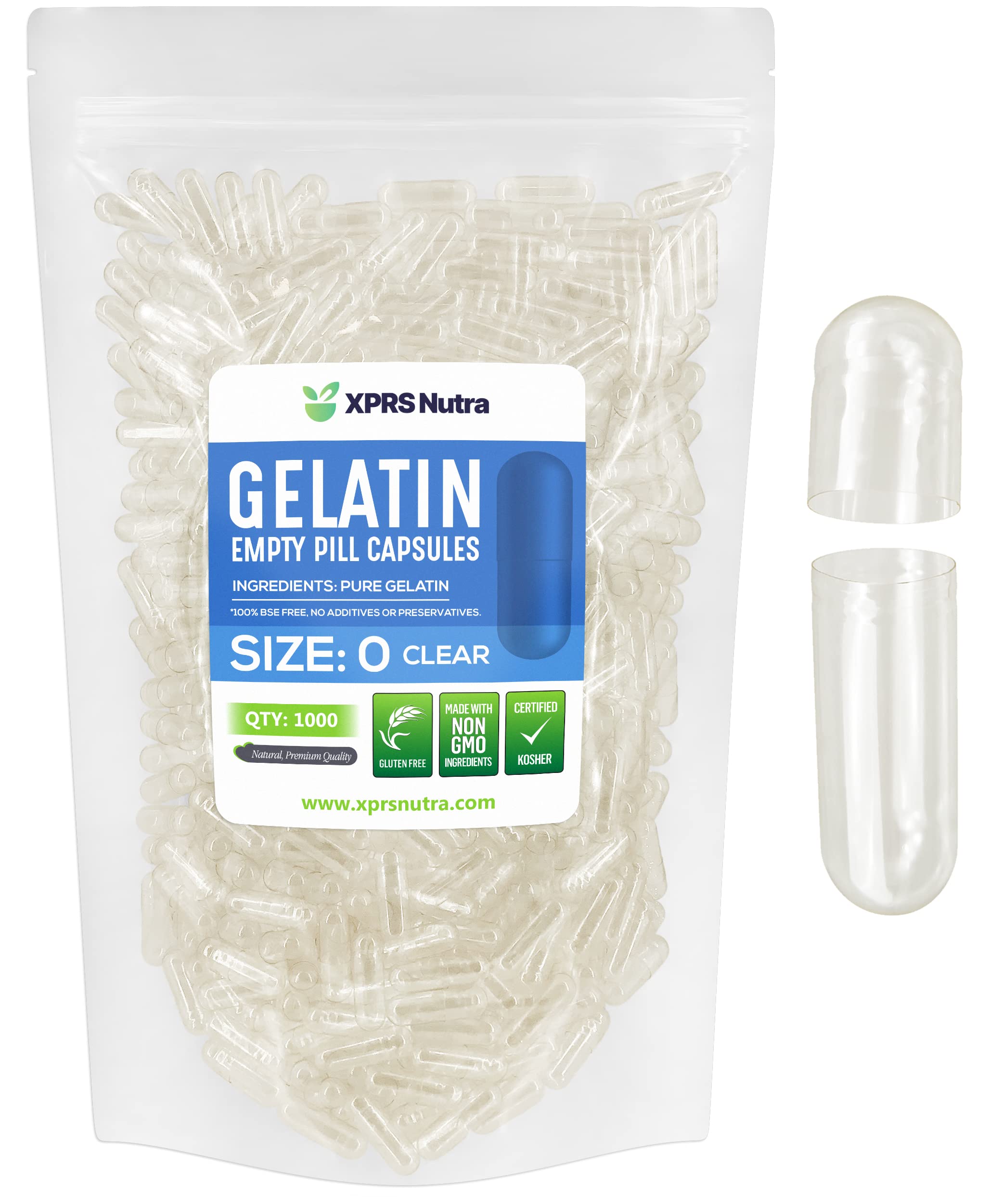 Foto 2 pulgar | Cápsulas Vacías De Gelatina Xprs Nutra, Tamaño 0, Transparentes, 1000 Unidades - Venta Internacional.