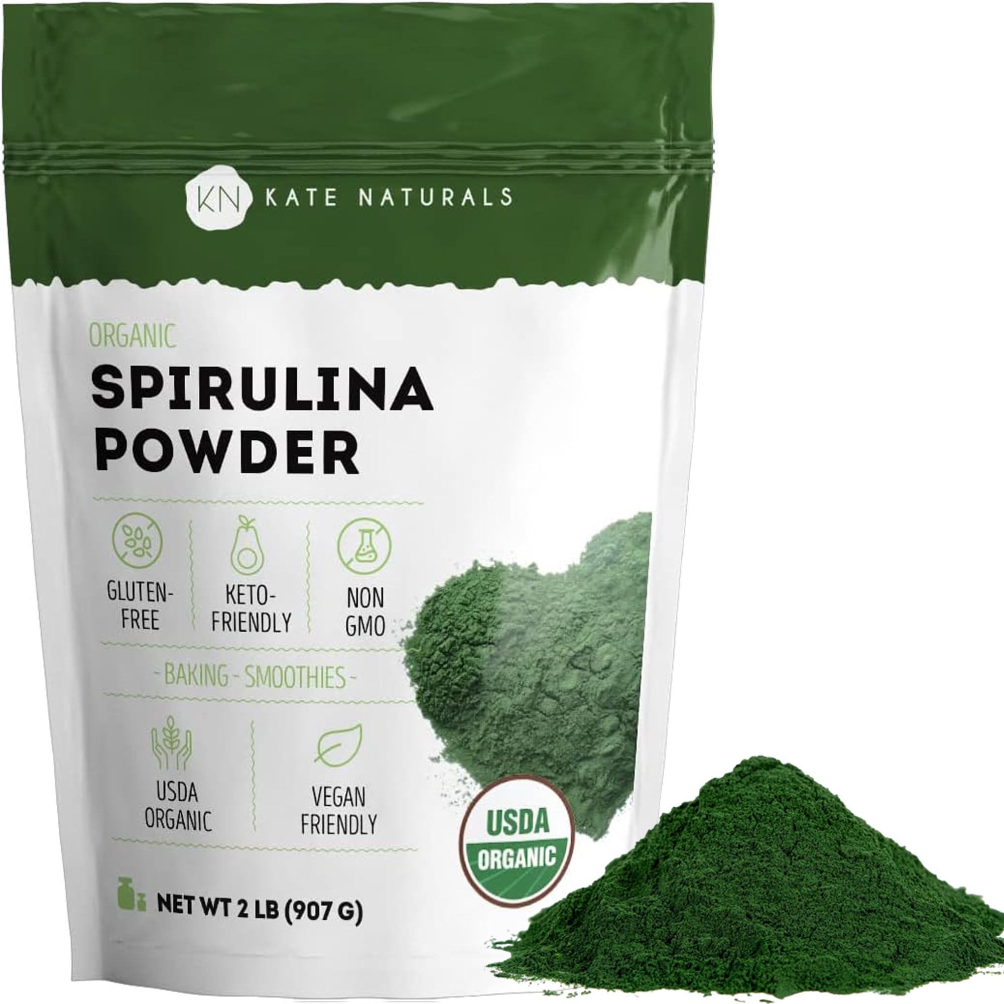 Foto 2 pulgar | Suplemento Superalimenticio De Espirulina Orgánica Kate Naturals, 2 Libras - Venta Internacional.