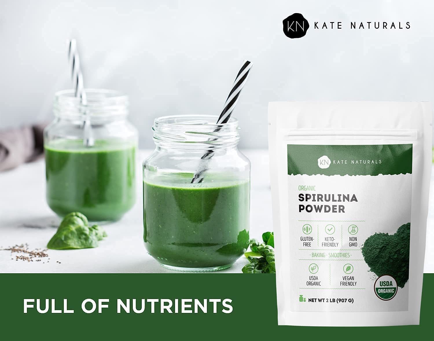 Foto 6 pulgar | Suplemento Superalimenticio De Espirulina Orgánica Kate Naturals, 2 Libras - Venta Internacional.