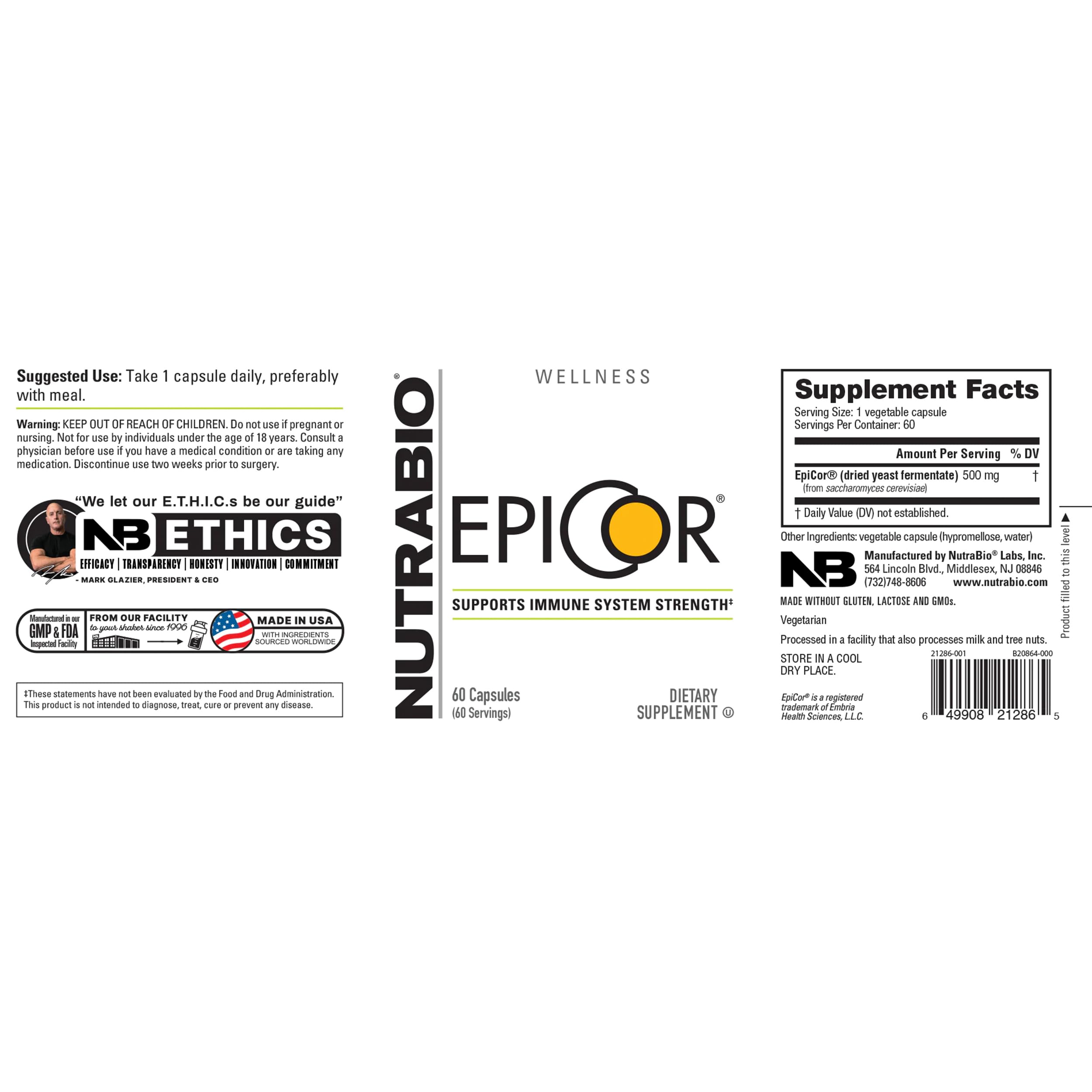 Foto 4 pulgar | Suplemento Multivitamínico Nutrabio Epicor 500 Mg 60 Cápsulas - Venta Internacional.