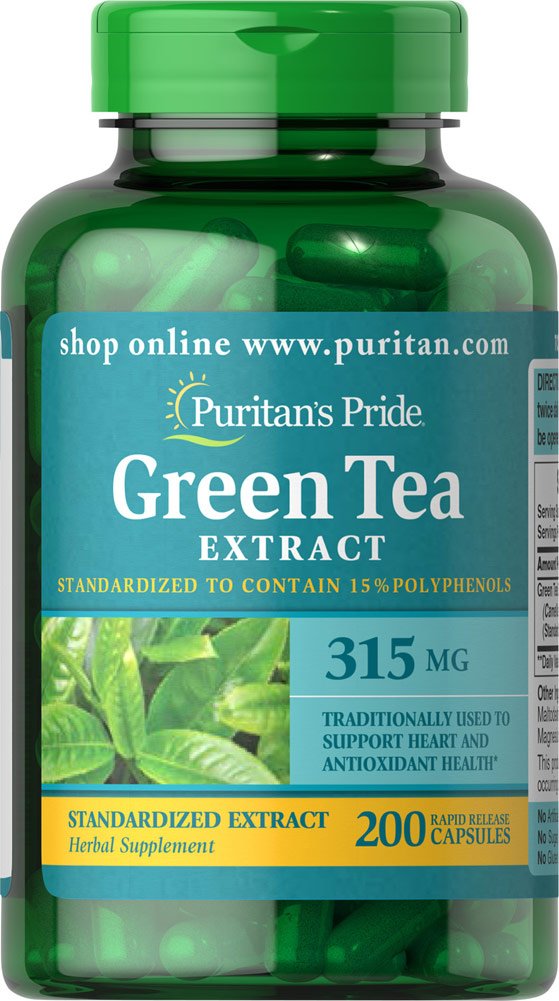 Suplemento De Extracto De Té Verde Puritan's Pride 315 Mg 200 Cápsulas - Venta Internacional.