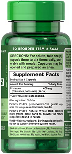 Foto 4 pulgar | Suplemento Puritan's Pride Echinacea De 400 Mg, Paquete Doble X400 - Venta Internacional.