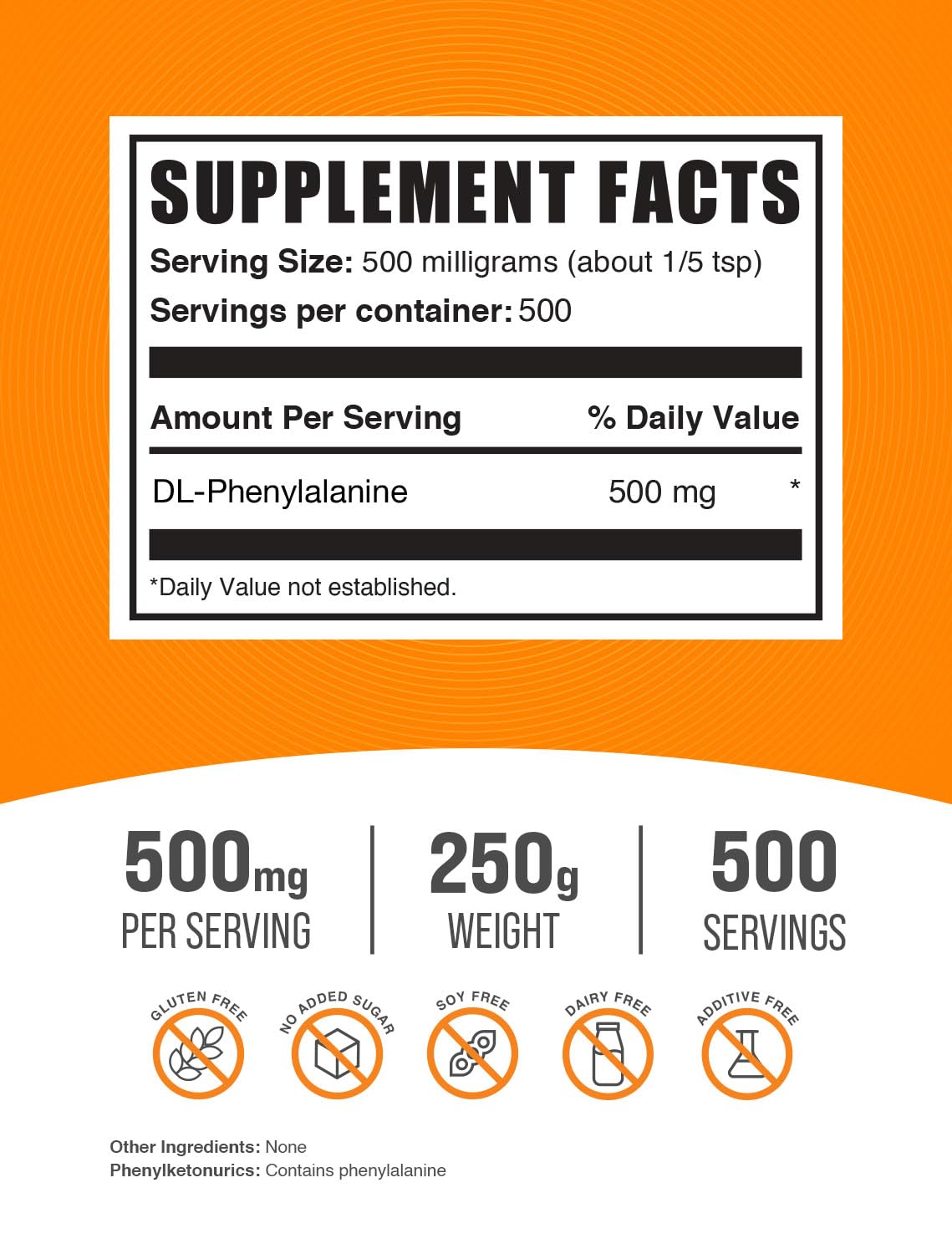 Foto 3 pulgar | Suplemento Bulksupplements.com Dl-fenilalanina 250 G - Venta Internacional.