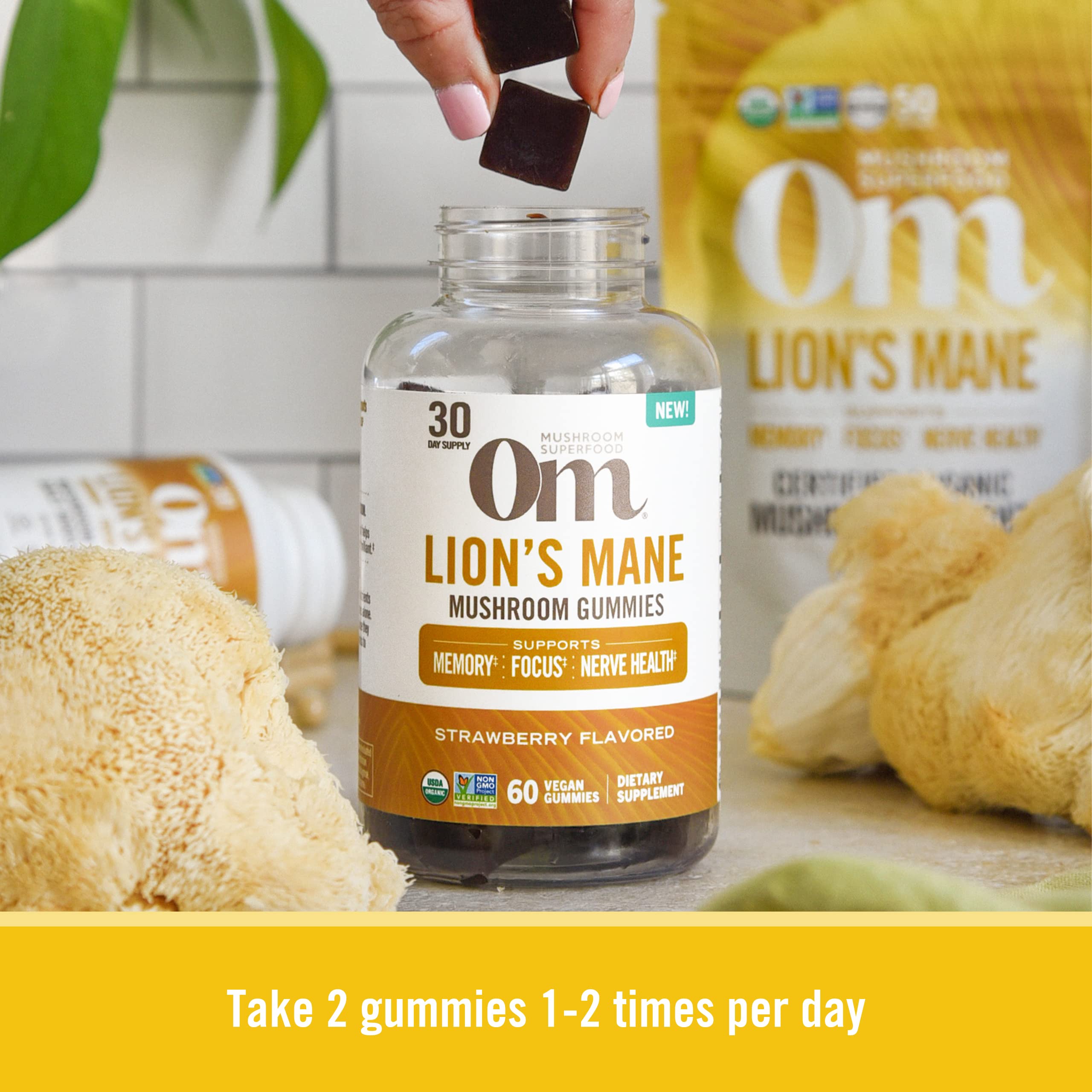Foto 5 | Gomitas De Melena De León Supplement Om Superfood, 60 Unidades - Venta Internacional.