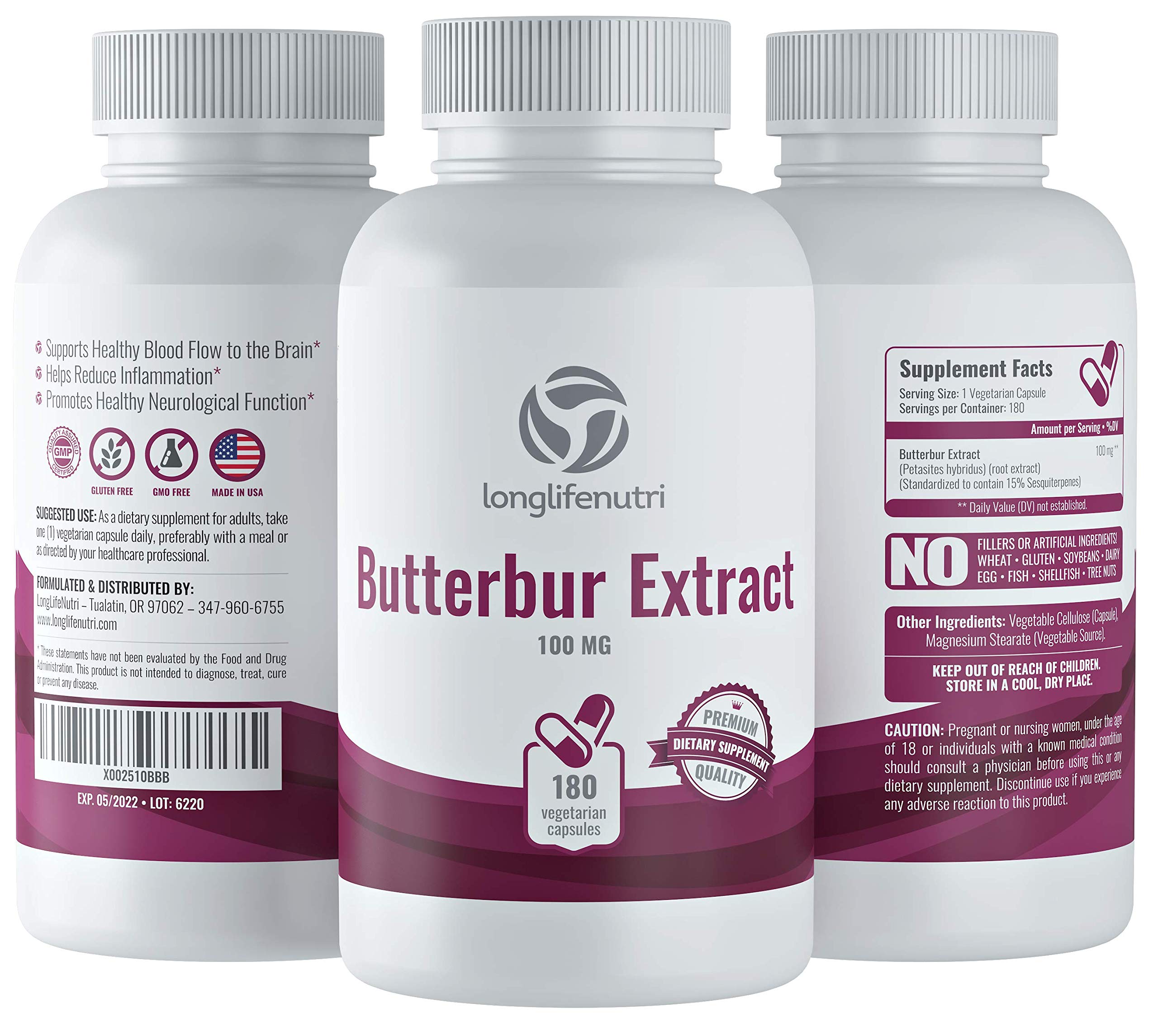 Foto 7 | Suplemento De Extracto De Petasita Longlife Nutri 100 Mg 180 Cápsulas - Venta Internacional.