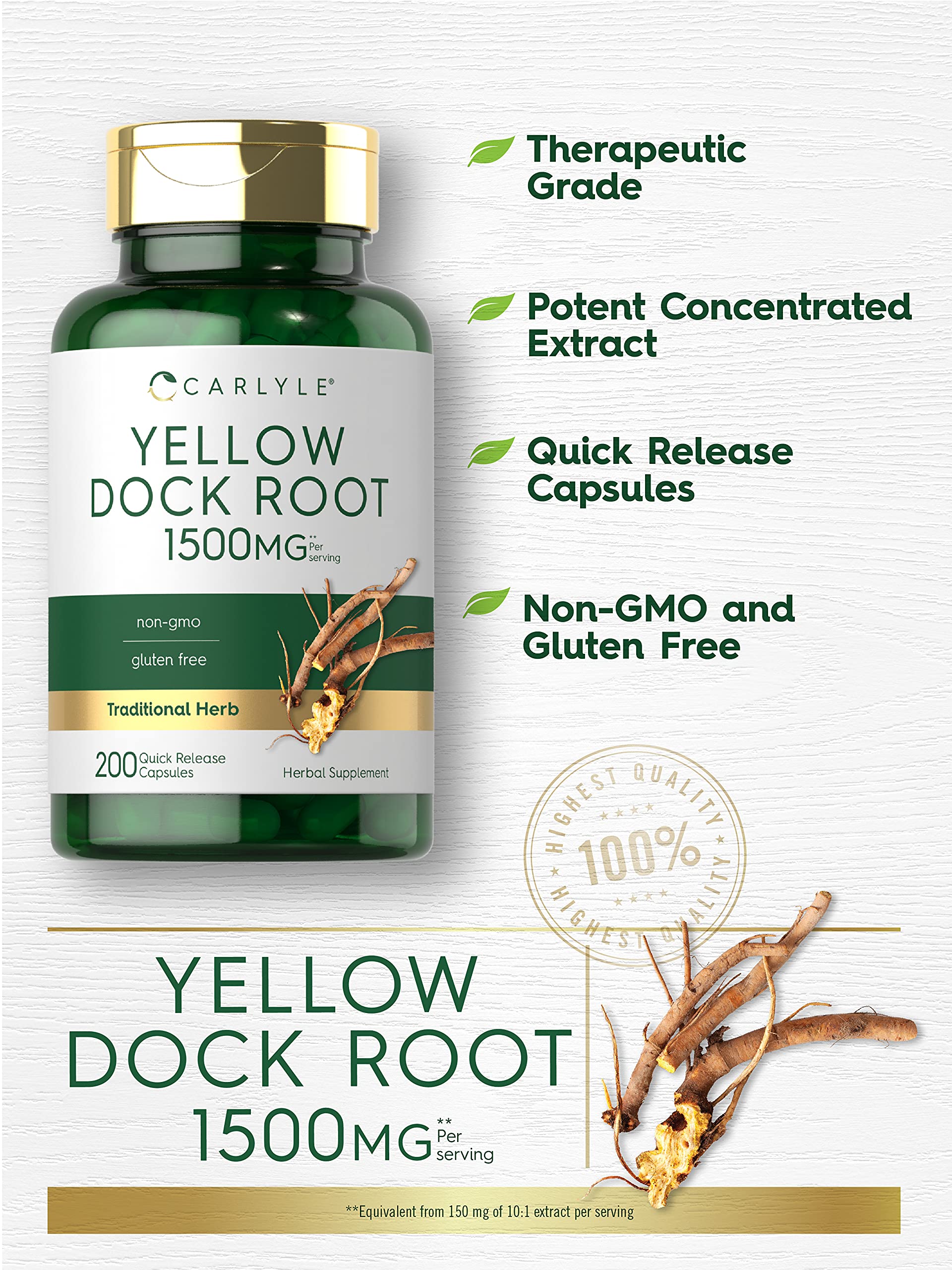 Foto 4 pulgar | Suplemento Carlyle Yellow Dock Root, Cápsulas De 1500 Mg, 200 Unidades - Venta Internacional.