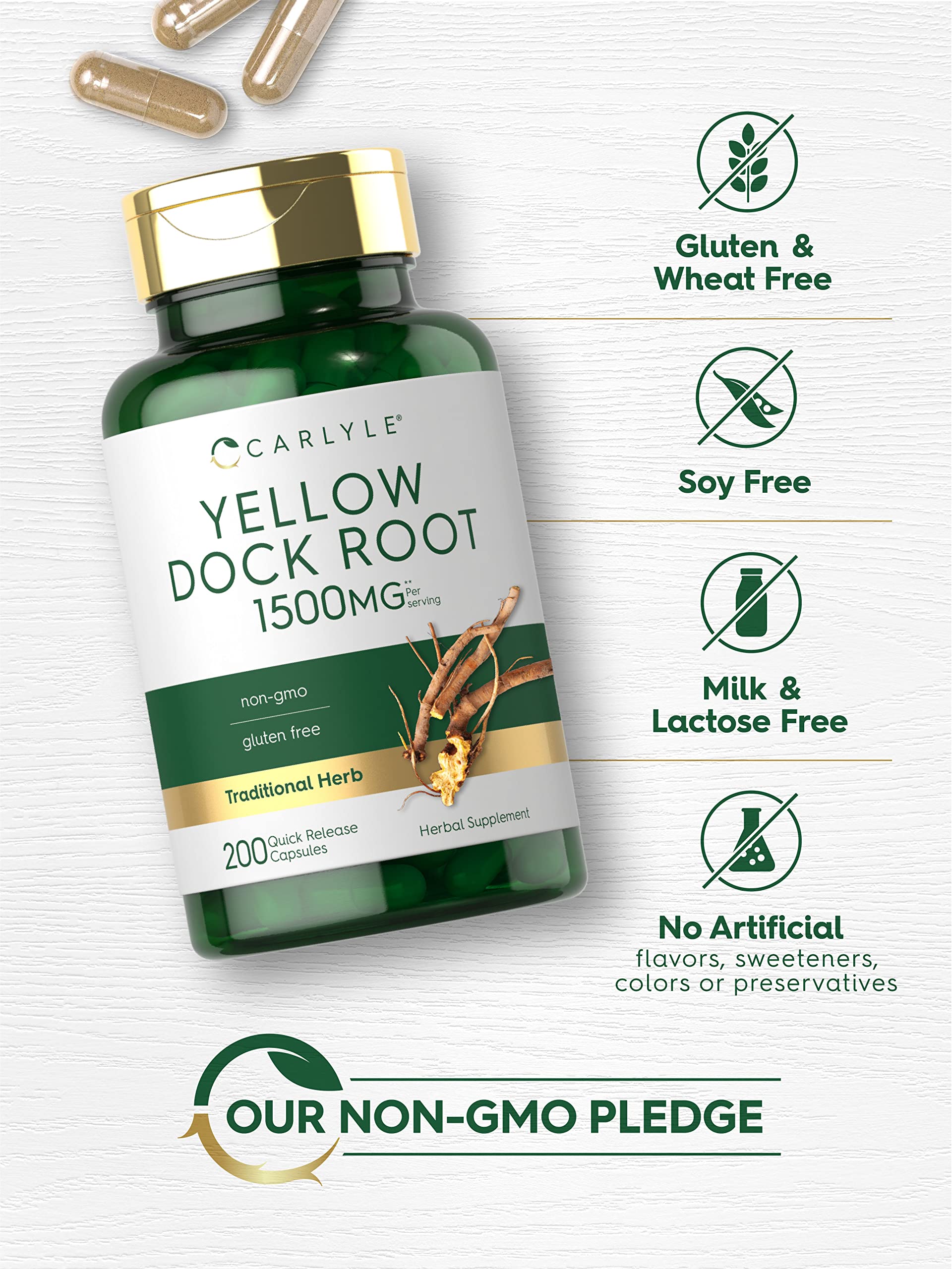 Foto 5 pulgar | Suplemento Carlyle Yellow Dock Root, Cápsulas De 1500 Mg, 200 Unidades - Venta Internacional.