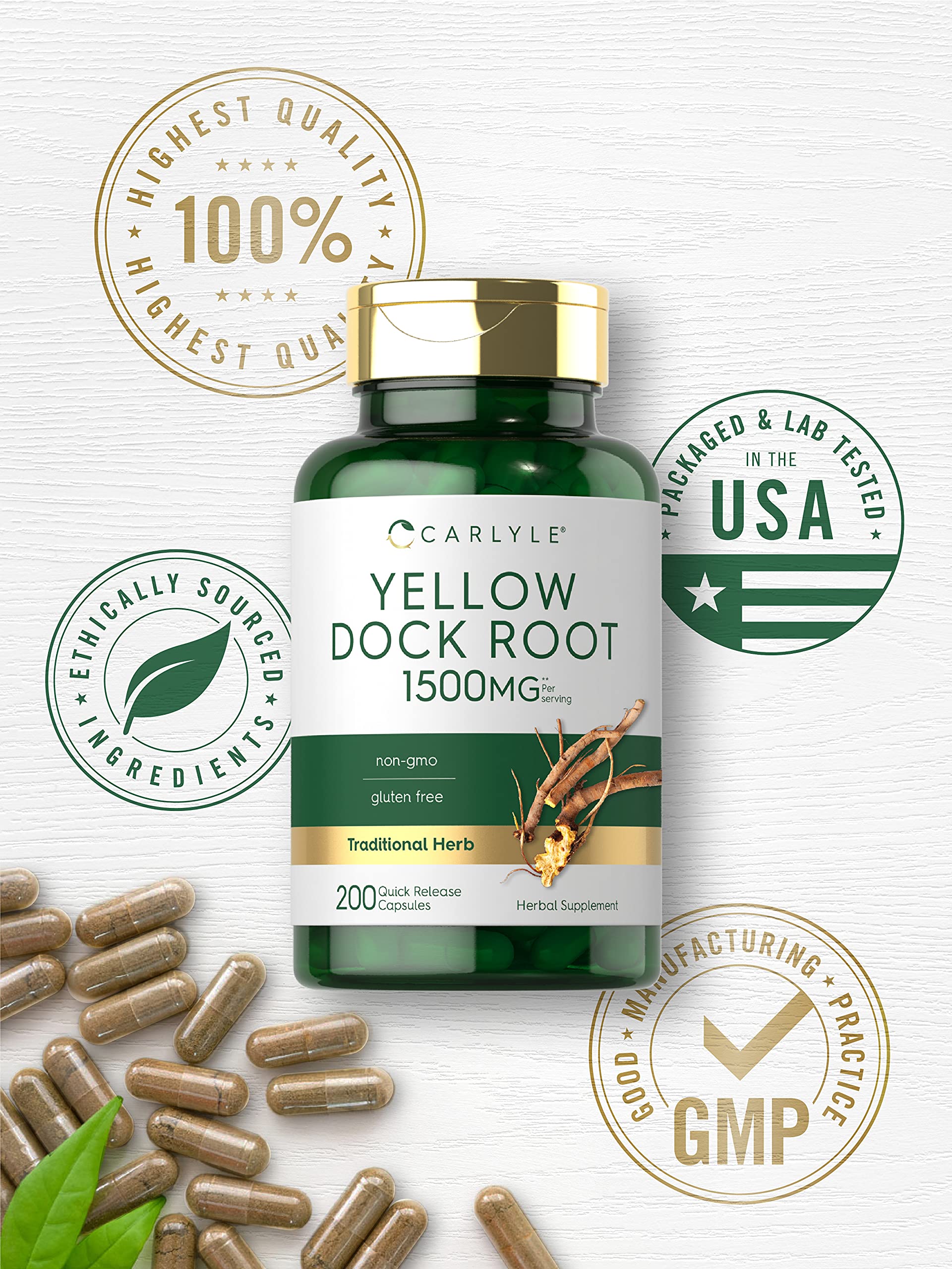 Foto 6 pulgar | Suplemento Carlyle Yellow Dock Root, Cápsulas De 1500 Mg, 200 Unidades - Venta Internacional.
