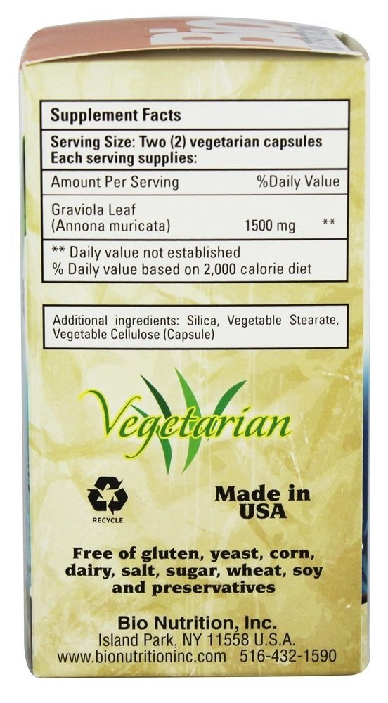Foto 4 pulgar | Suplemento Bio Nutrition Graviola 60 Cápsulas Vegetarianas - Venta Internacional.